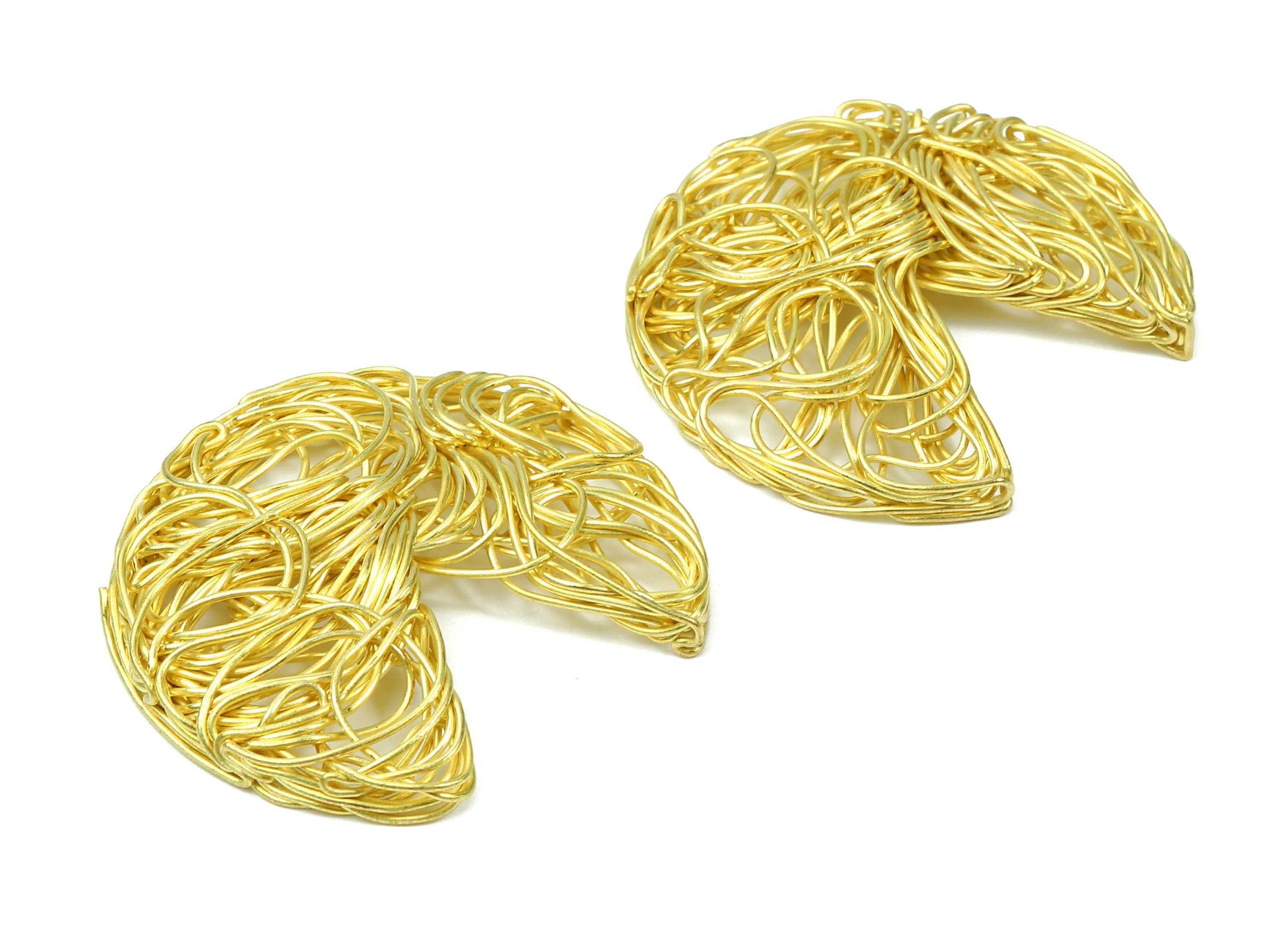 Brass Pizza Charms - Raw Brass Pizza Hammered Earring Wires Pendant - Earring Findings - Jewelry Supplies - 46.6x46.6x4.79mm - PP2908 - DOMEDBAZAAR