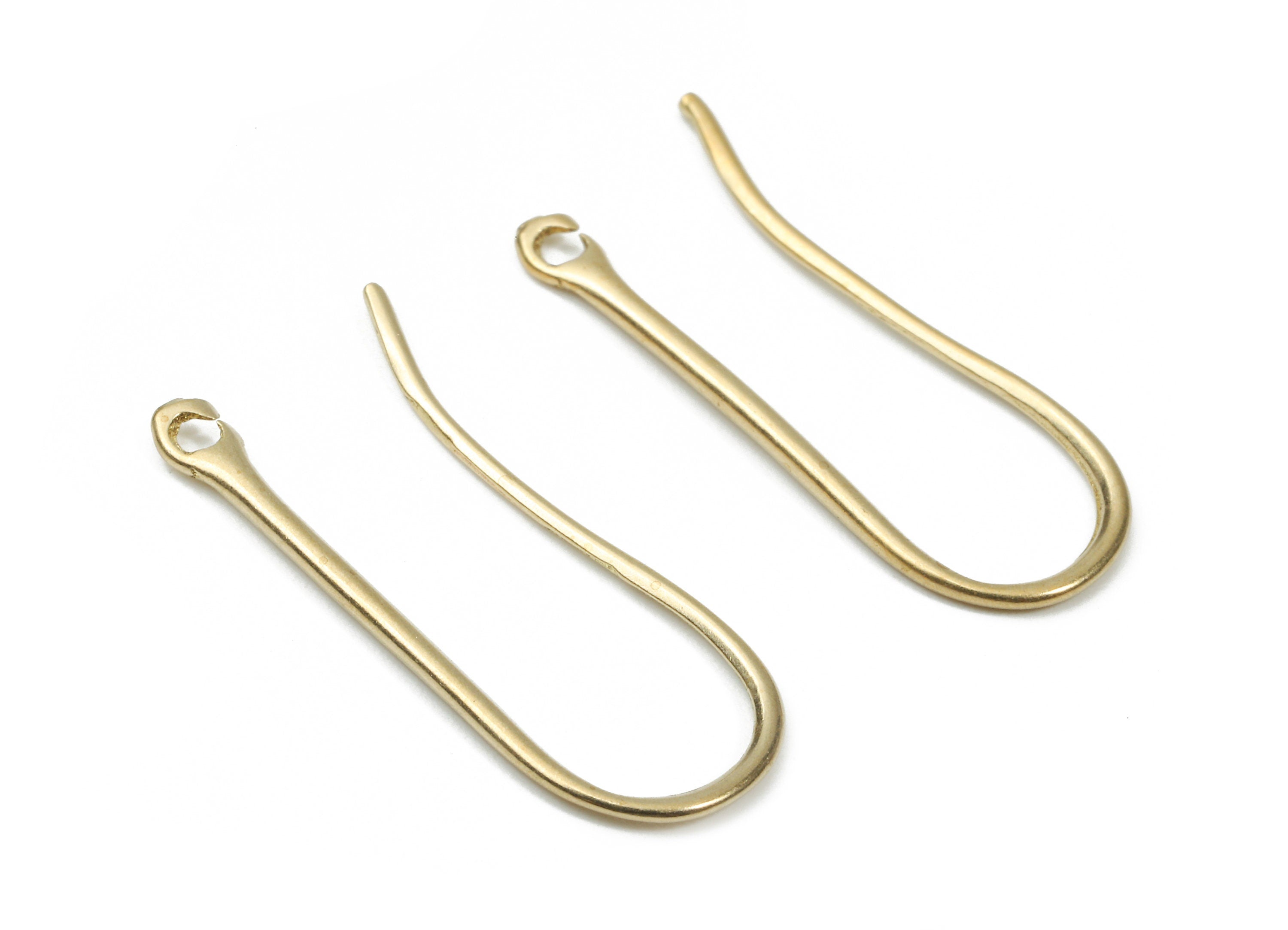 Brass Earring Hooks - Raw Brass Earring Wires - Brass Ear Hooks Findings - Jewelry Supplies - 24.58x9.77x1.57mm - PP2898 - DOMEDBAZAAR
