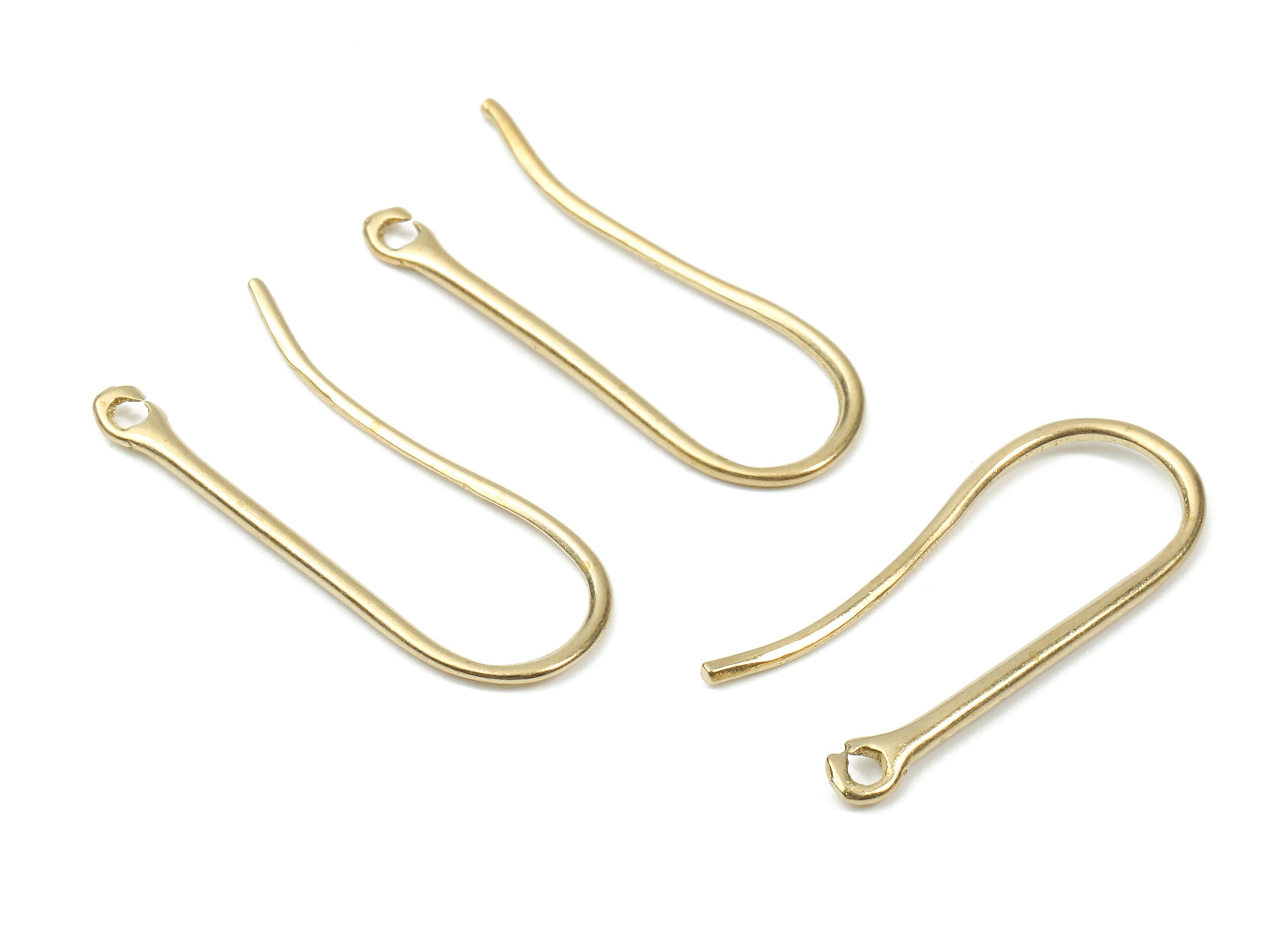 Brass Earring Hooks - Raw Brass Earring Wires - Brass Ear Hooks Findings - Jewelry Supplies - 24.58x9.77x1.57mm - PP2898 - DOMEDBAZAAR