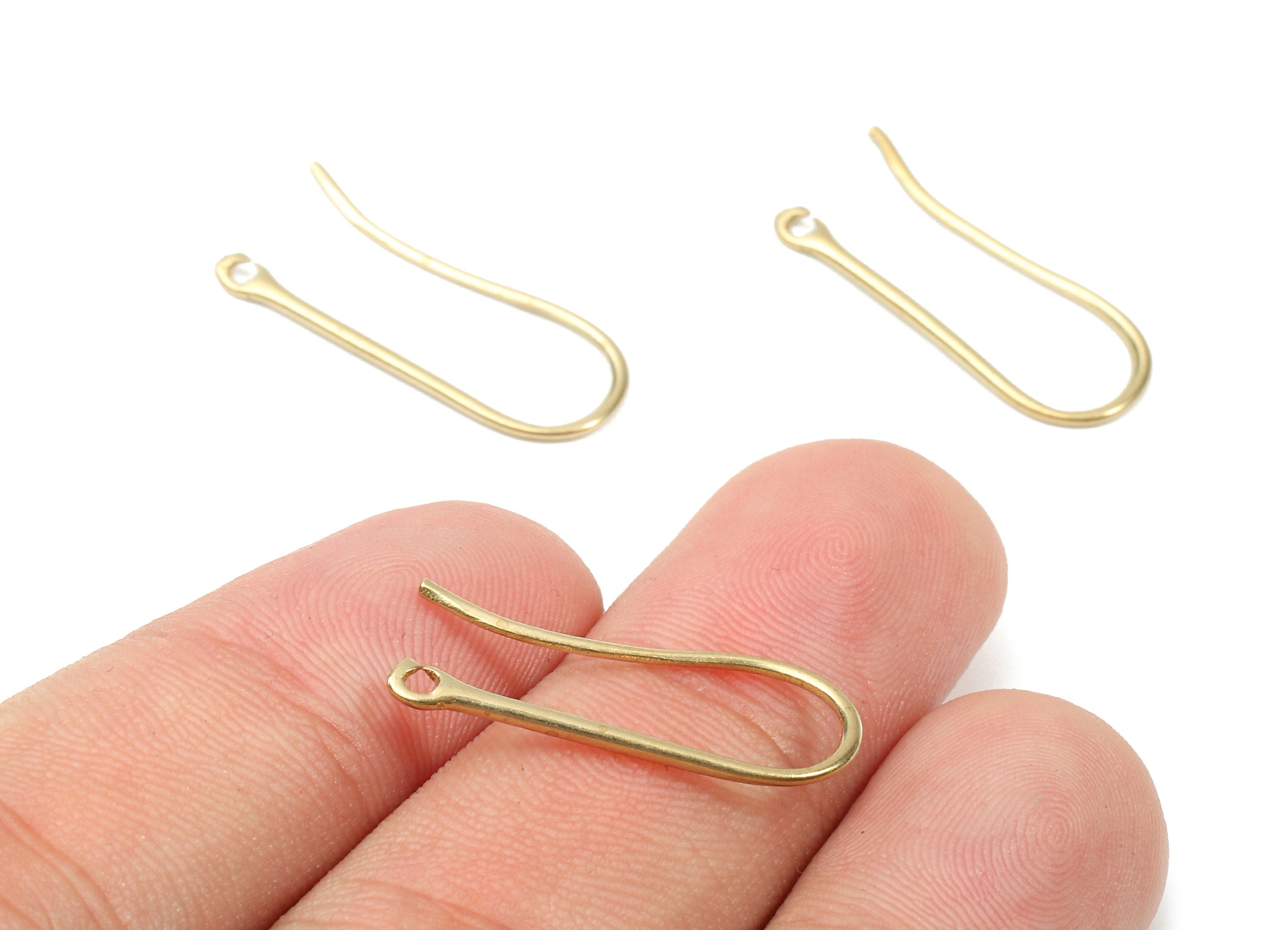 Brass Earring Hooks - Raw Brass Earring Wires - Brass Ear Hooks Findings - Jewelry Supplies - 24.58x9.77x1.57mm - PP2898 - DOMEDBAZAAR
