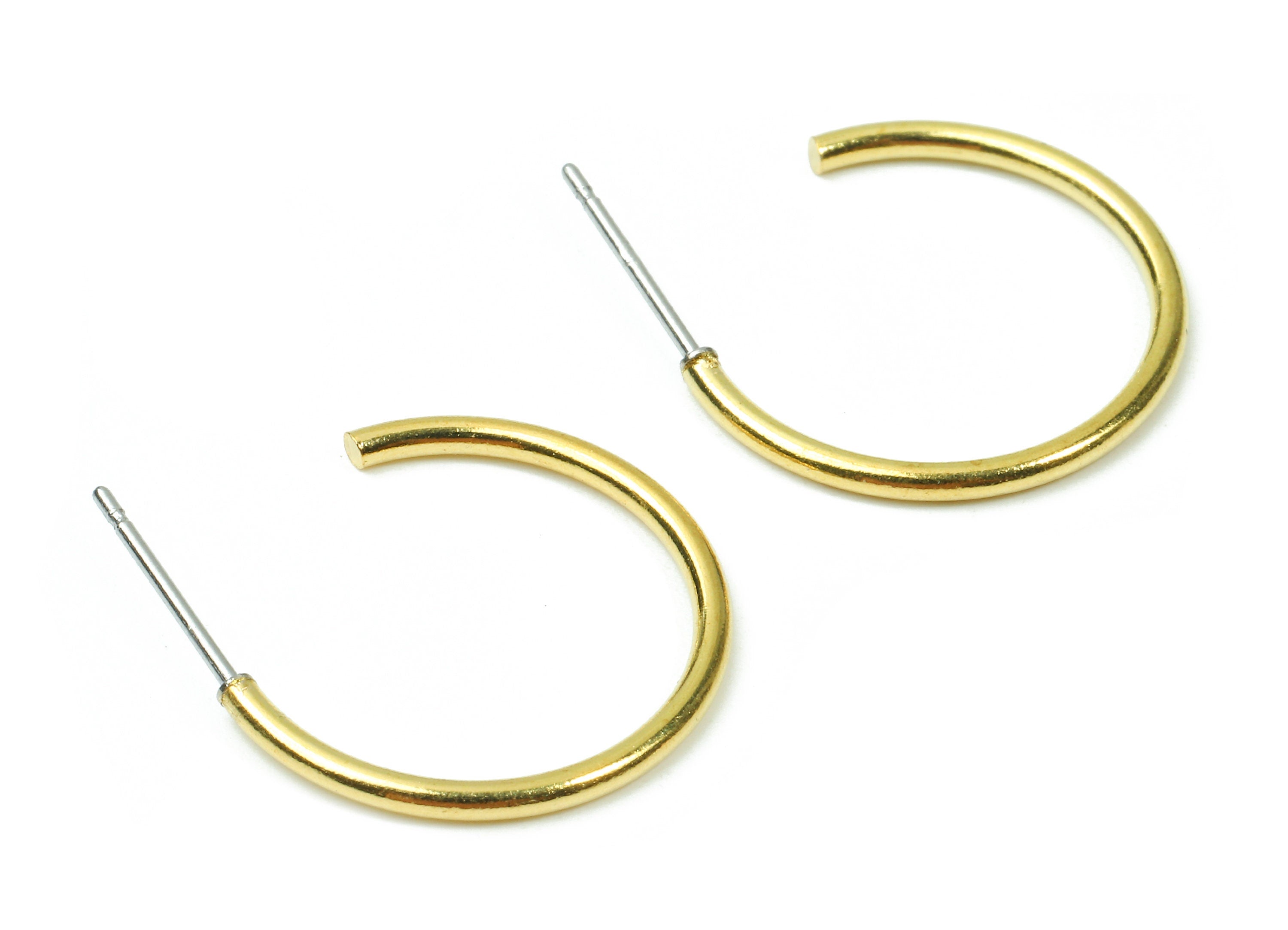 Brass C Earring Post 1.5x21 - Raw Brass C Earring Stud - Earring Posts - Jewelry Supplies - 20.3x20.3x1.65mm - PP2835 - DOMEDBAZAAR