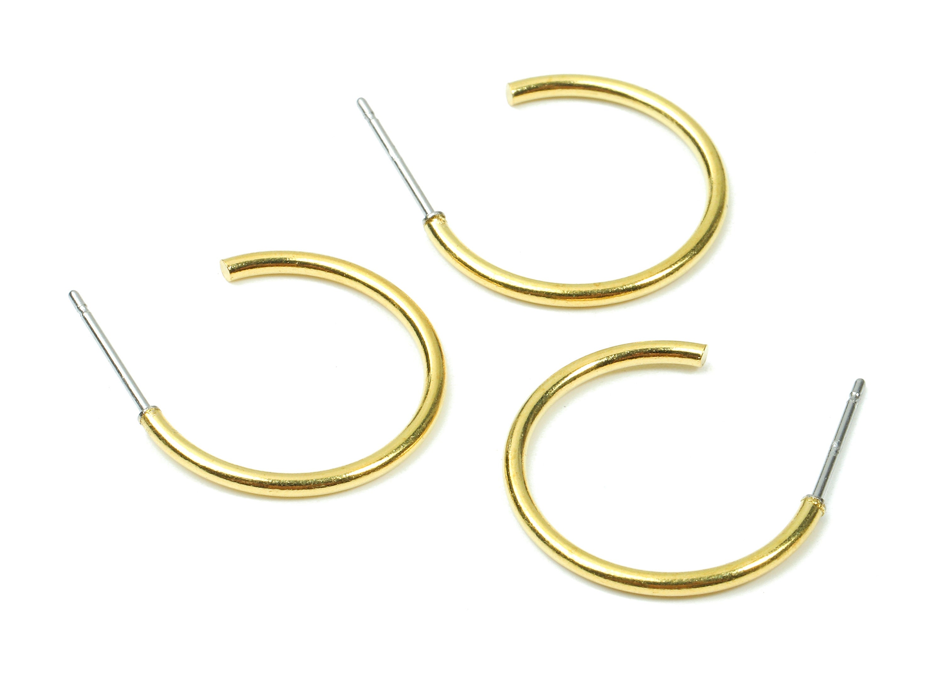 Brass C Earring Post 1.5x21 - Raw Brass C Earring Stud - Earring Posts - Jewelry Supplies - 20.3x20.3x1.65mm - PP2835 - DOMEDBAZAAR