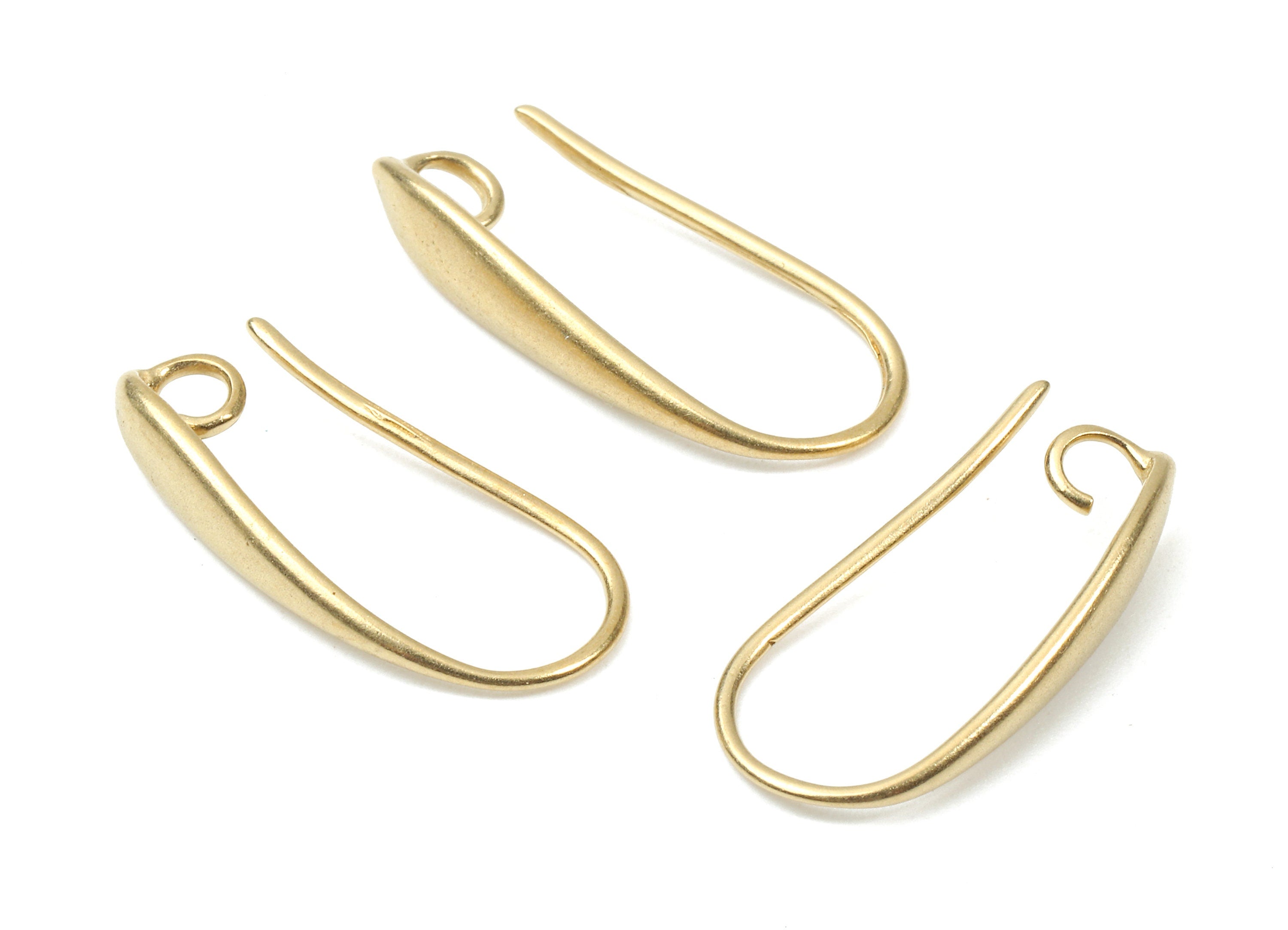 Brass Earring Hooks - Raw Brass Earring Wires - Brass Ear Hooks Findings - Jewelry Supplies - 20.96x10.19x1.37mm - PP2884 - DOMEDBAZAAR