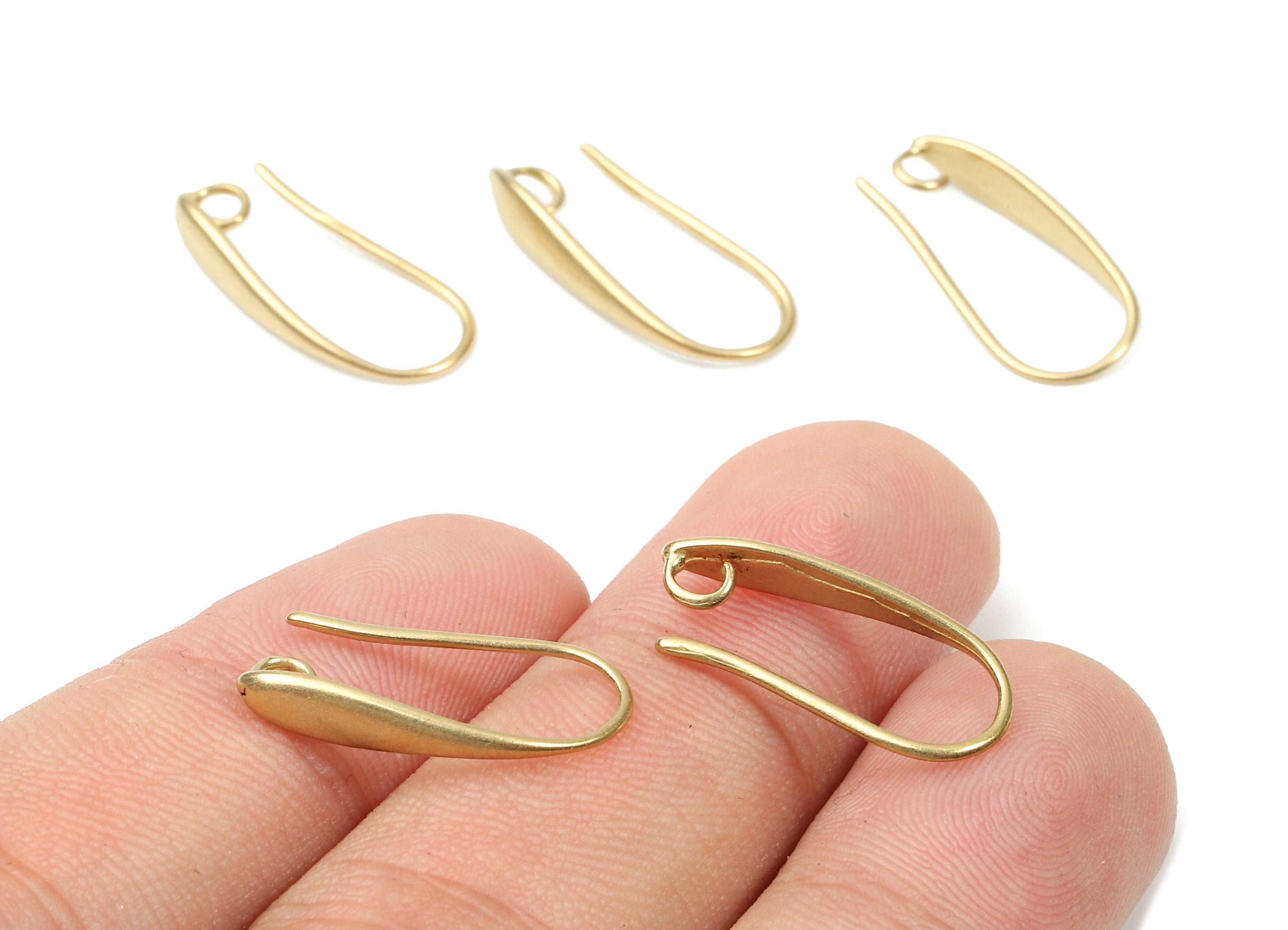 Brass Earring Hooks - Raw Brass Earring Wires - Brass Ear Hooks Findings - Jewelry Supplies - 20.96x10.19x1.37mm - PP2884 - DOMEDBAZAAR