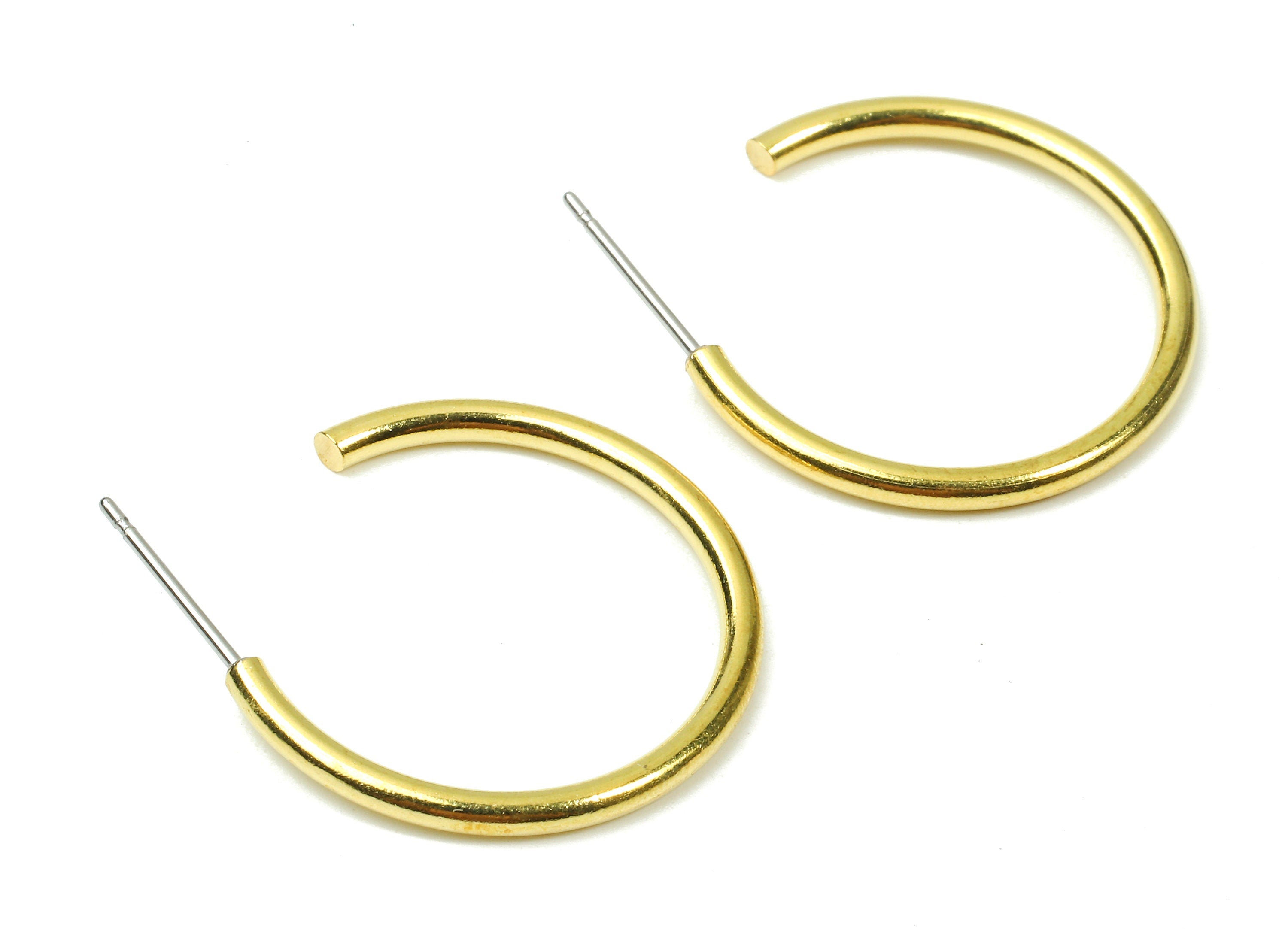 Brass C Earring Post 2.0x25 - Raw Brass C Earring Stud - Earring Posts - Jewelry Supplies - 25x25x1.99mm - PP2837 - DOMEDBAZAAR