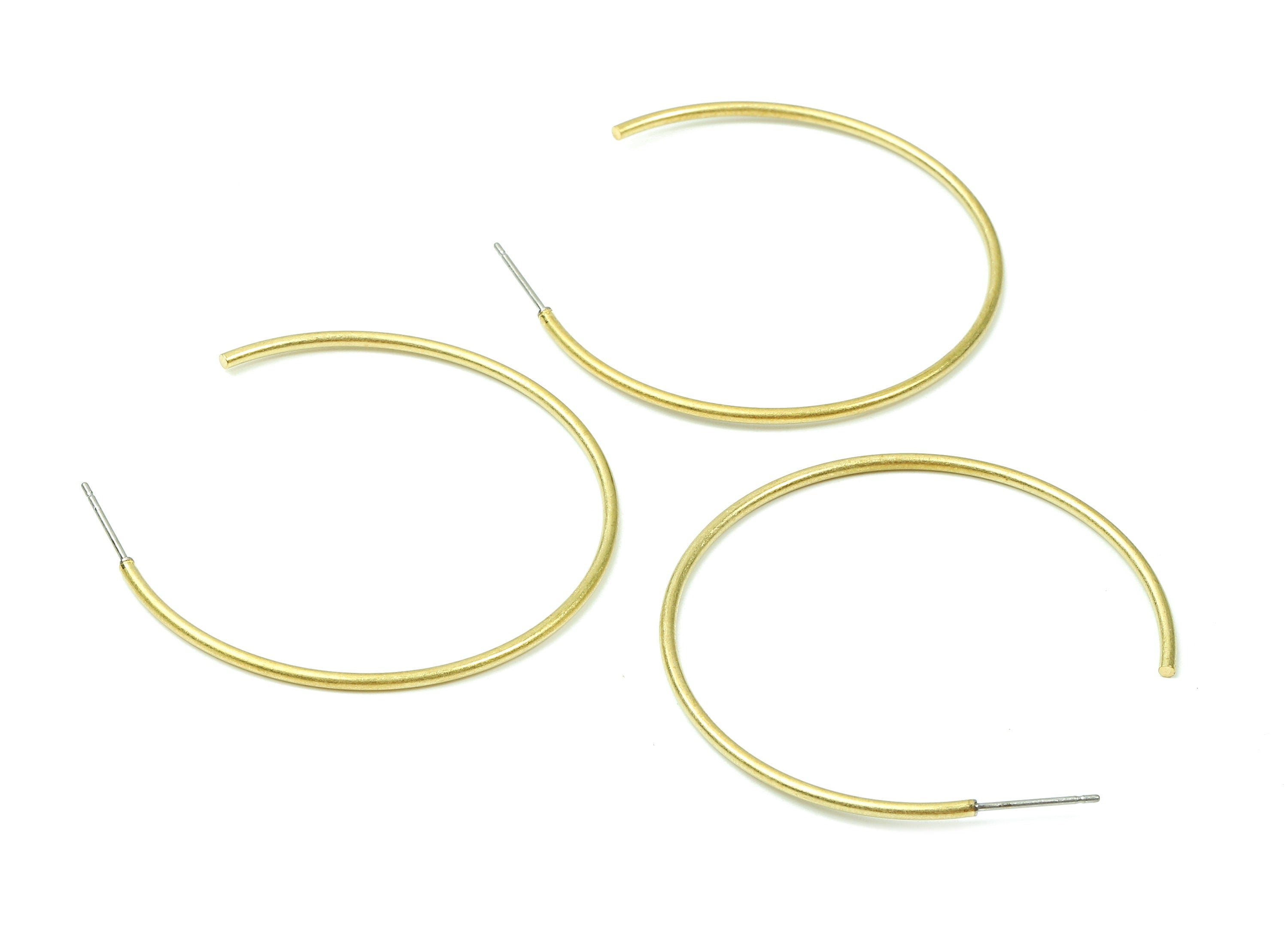 Brass C Earring Post 1.6x46 - Raw Brass C Earring Stud - Earring Posts - Jewelry Supplies - 46.4x46.4x1.99mm - PP2839 - DOMEDBAZAAR