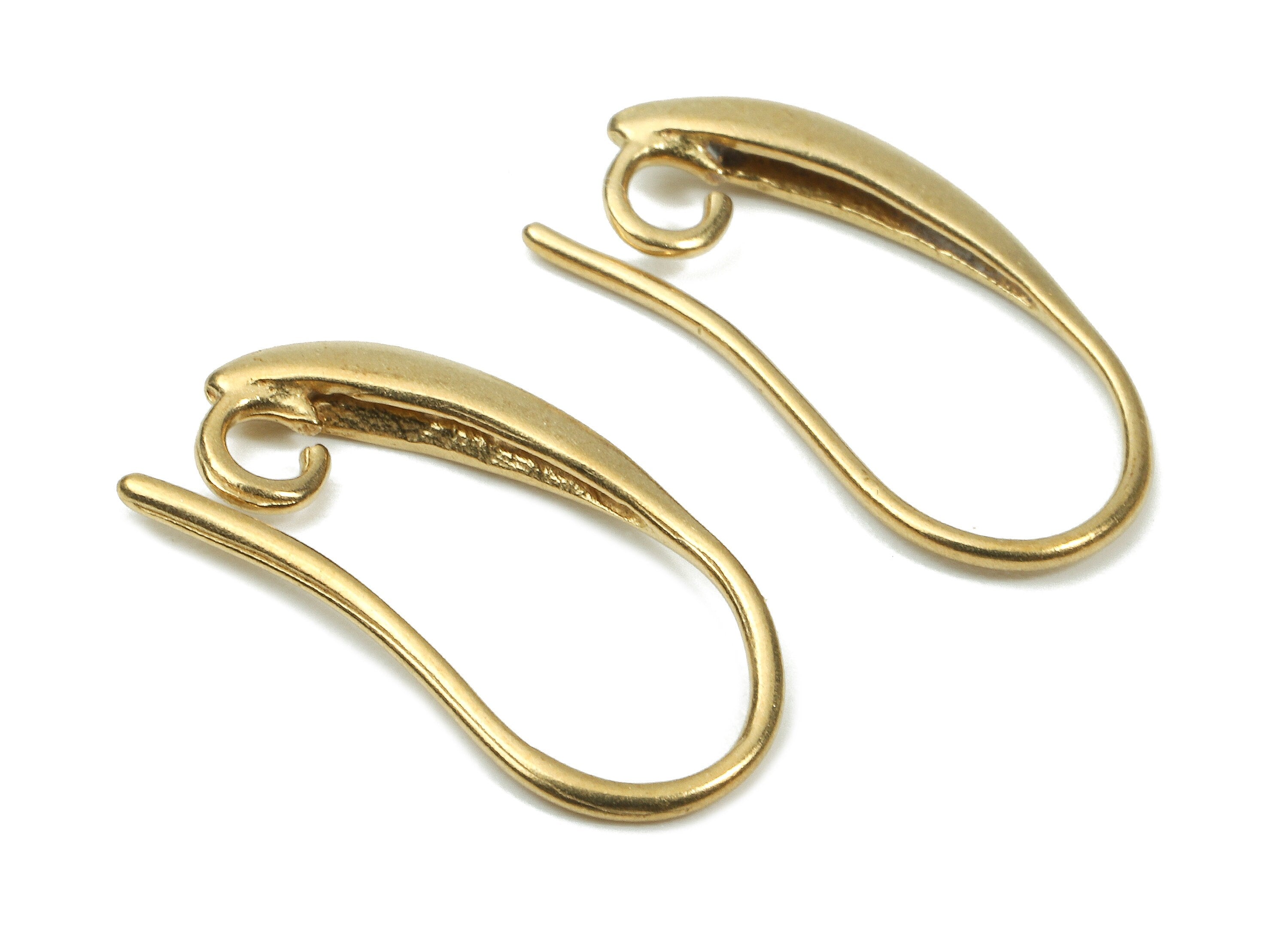 Brass Earring Hooks - Raw Brass Earring Wires - Brass Ear Hooks Findings - Jewelry Supplies - 19.46x9.78x2.43mm - PP2895 - DOMEDBAZAAR
