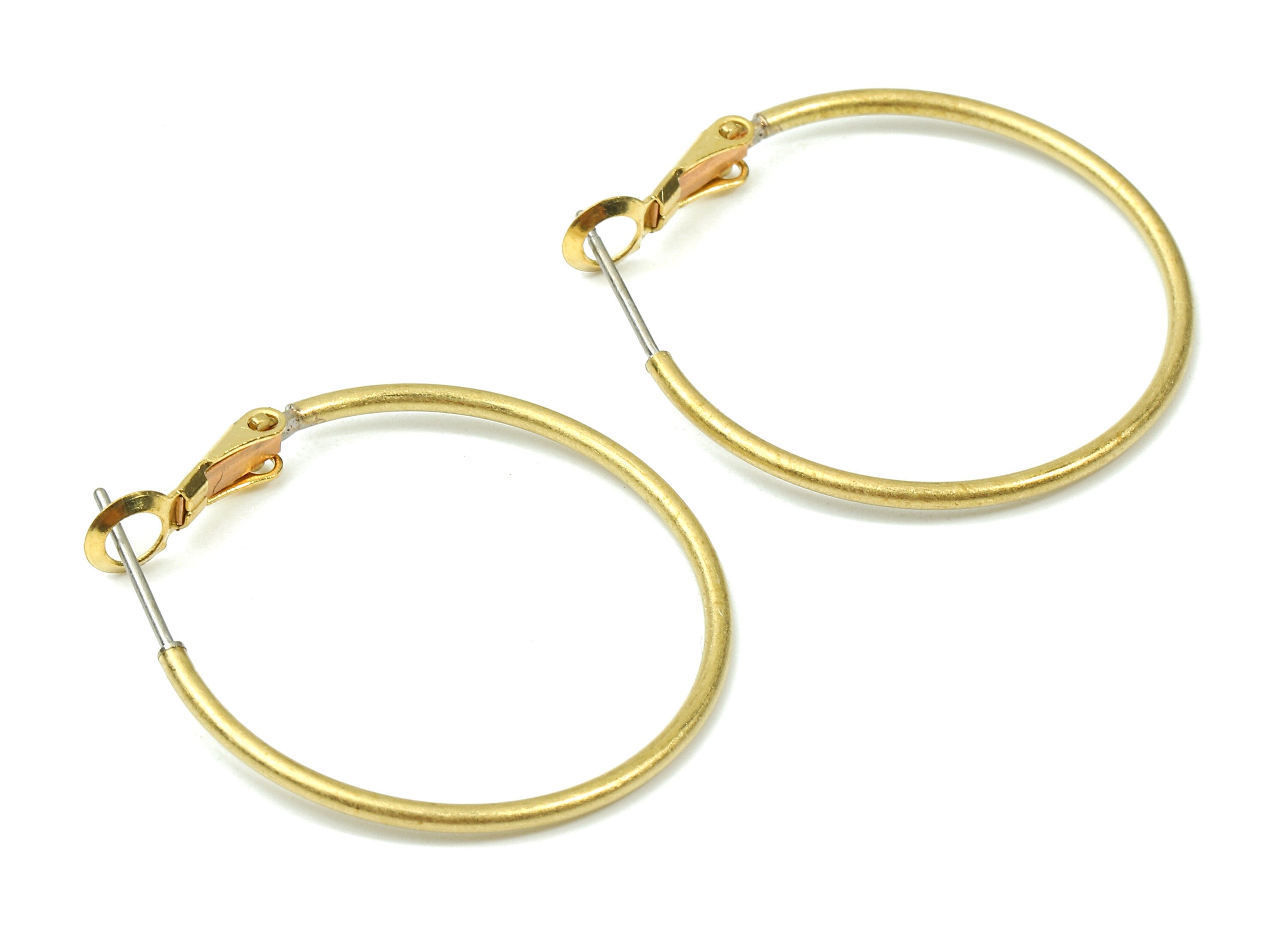 Brass Earrings Hoop 1.5x30 - Raw Brass Earring Circle Clasp - Earring Findings - Jewelry Supplies - 34.55x30.17x1.48mm - PP2841 - DOMEDBAZAAR