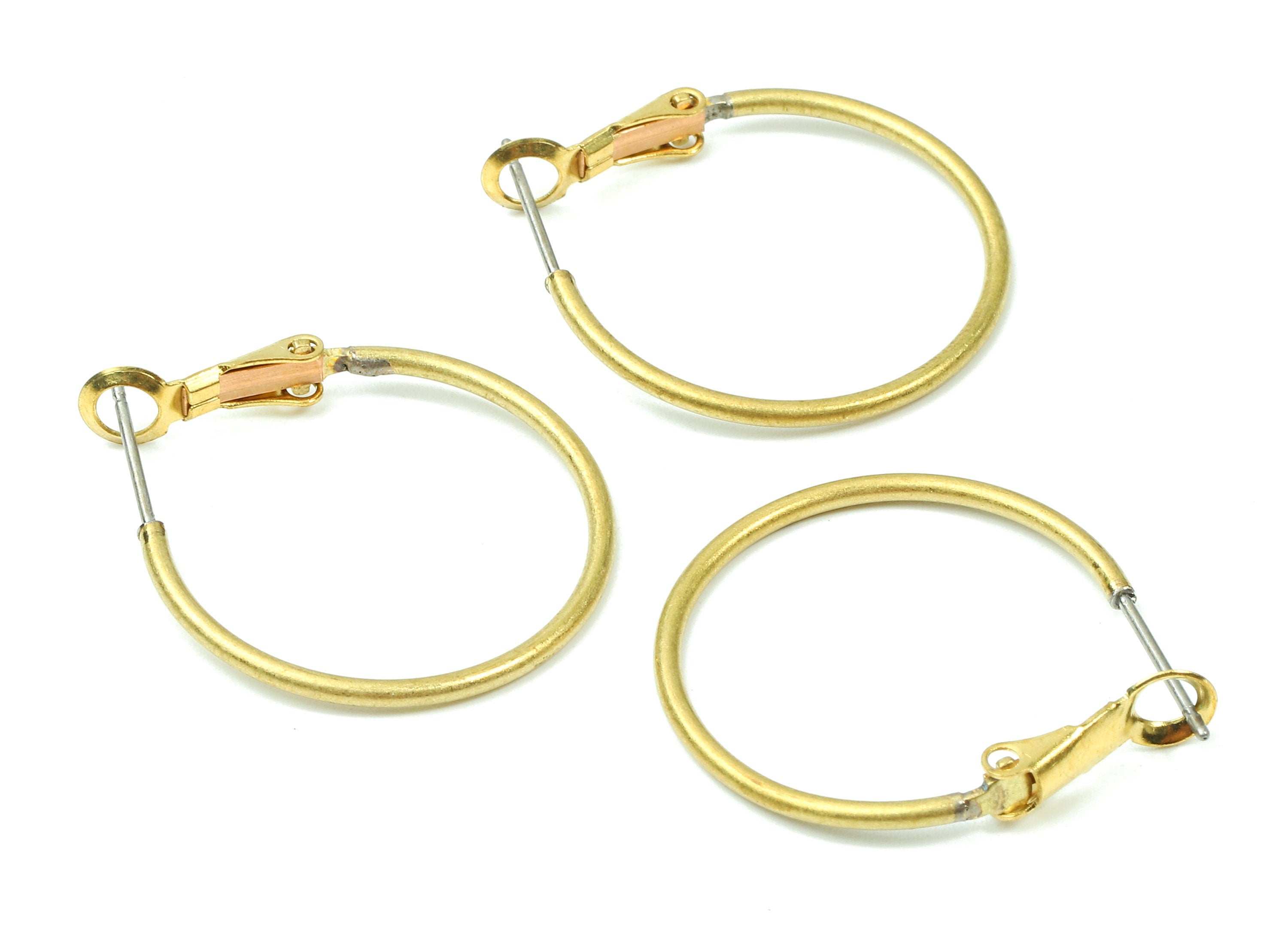 Brass Earrings Hoop 1.5x25 - Raw Brass Earring Circle Clasp - Earring Findings - Jewelry Supplies - 30.91x25.14x1.49mm - PP2840 - DOMEDBAZAAR