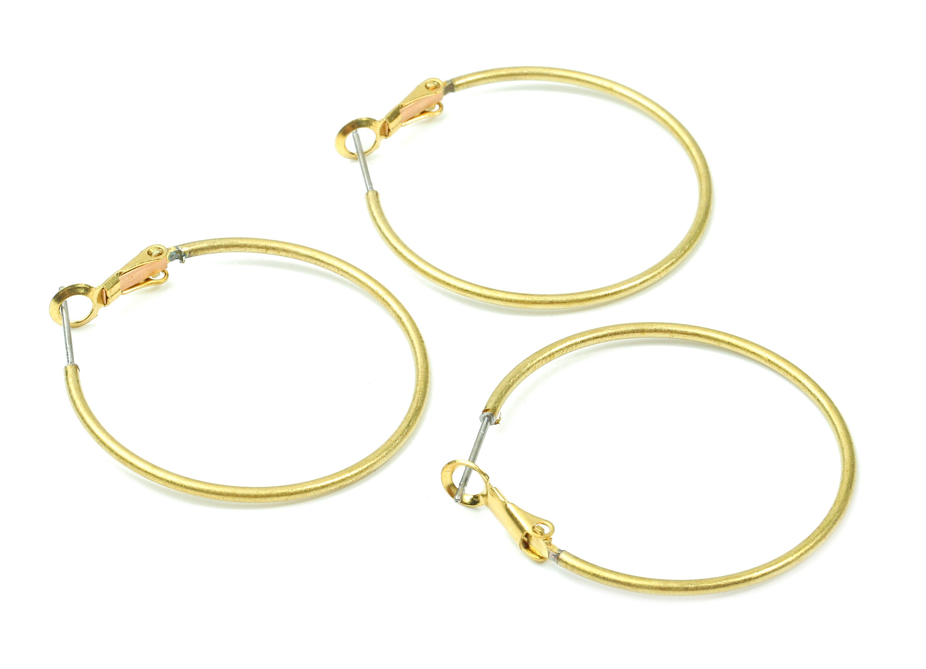 Brass Earrings Hoop 1.5x35 - Raw Brass Earring Circle Clasp - Earring Findings - Jewelry Supplies - 38.66x35.16x1.53mm - PP2842 - DOMEDBAZAAR