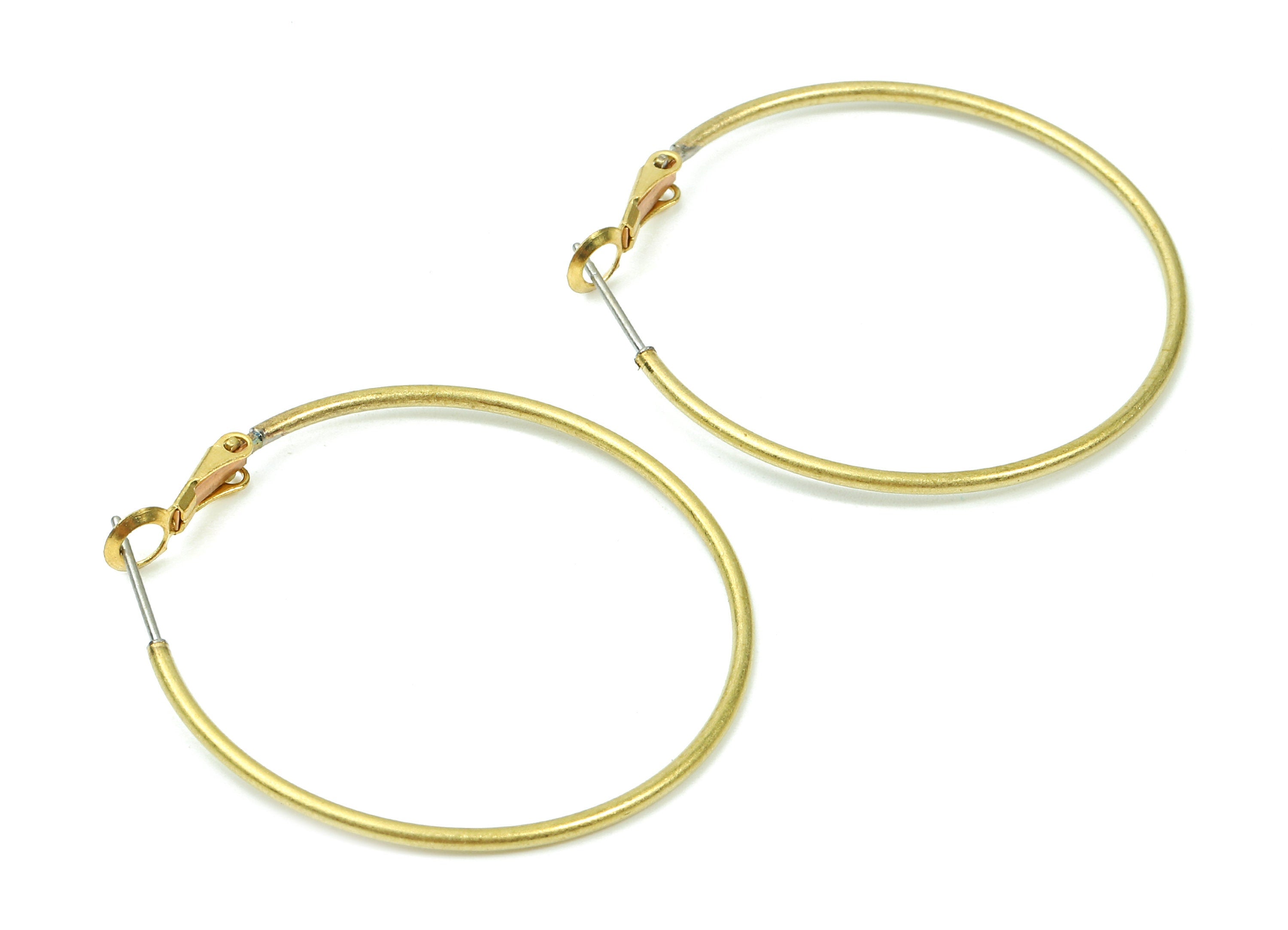 Brass Earrings Hoop 1.5x40 - Raw Brass Earring Circle Clasp - Earring Findings - Jewelry Supplies - 42.81x39.7x1.48mm - PP2843 - DOMEDBAZAAR