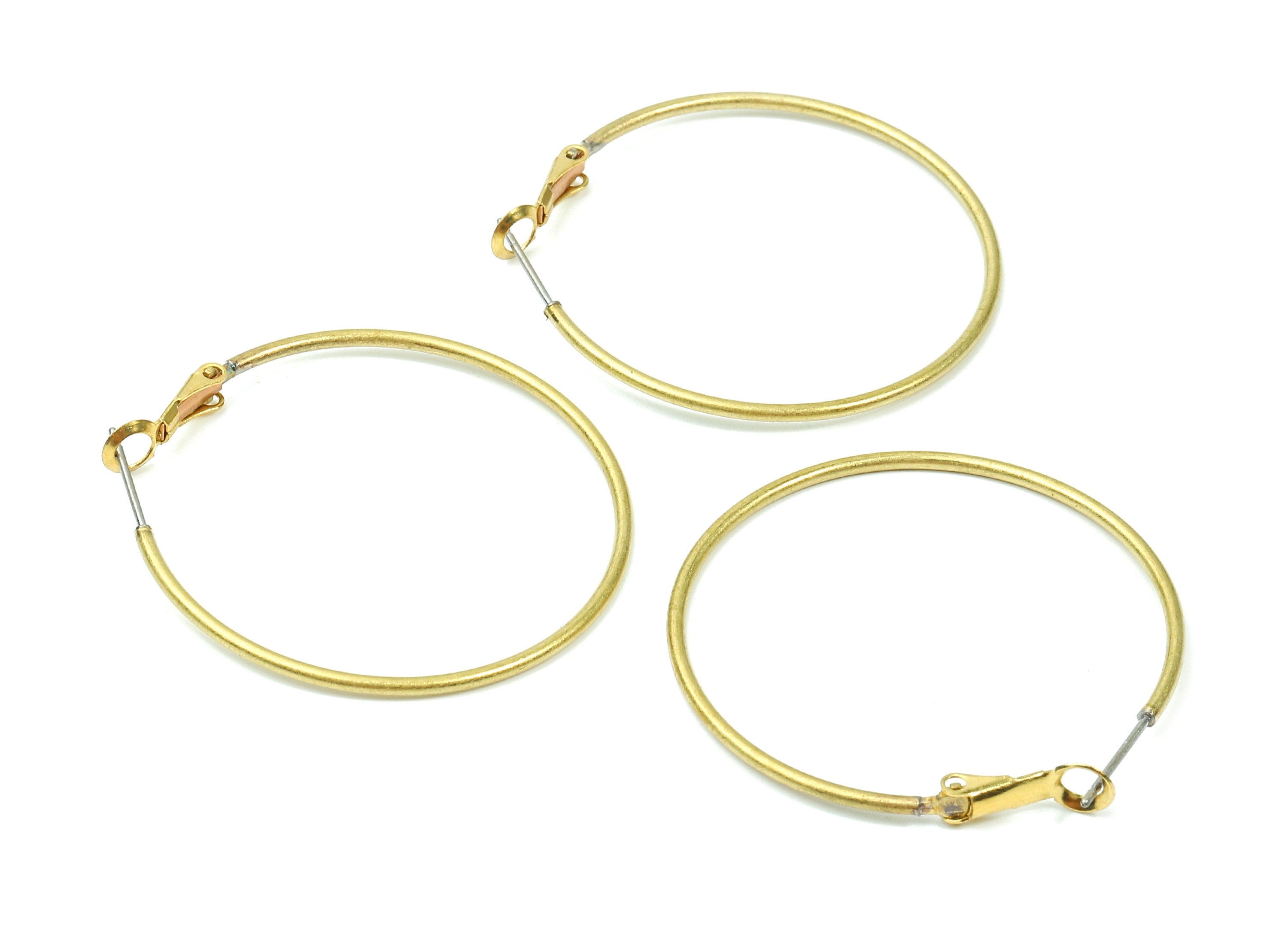 Brass Earrings Hoop 1.5x40 - Raw Brass Earring Circle Clasp - Earring Findings - Jewelry Supplies - 42.81x39.7x1.48mm - PP2843 - DOMEDBAZAAR