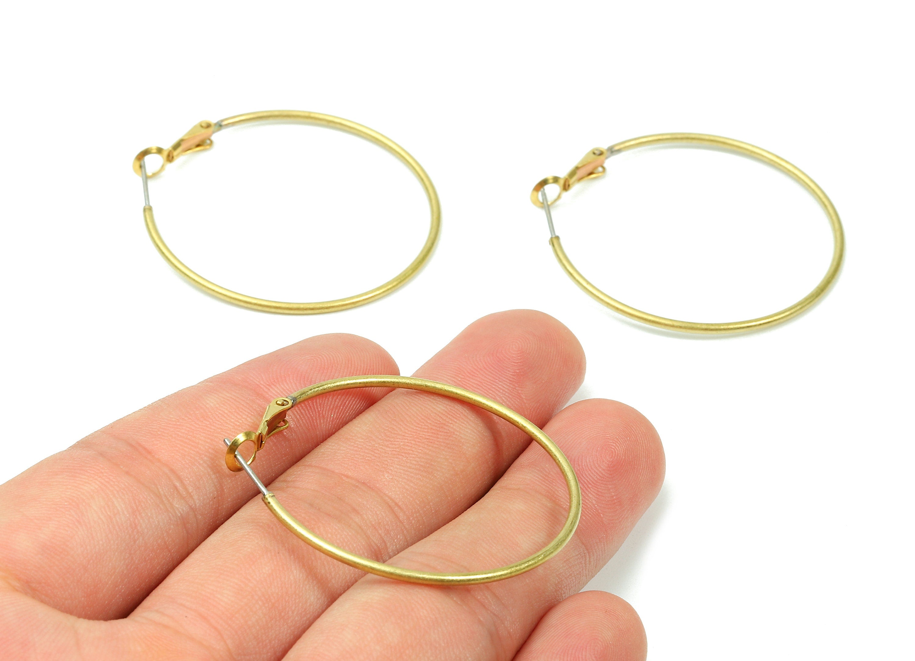 Brass Earrings Hoop 1.5x40 - Raw Brass Earring Circle Clasp - Earring Findings - Jewelry Supplies - 42.81x39.7x1.48mm - PP2843 - DOMEDBAZAAR