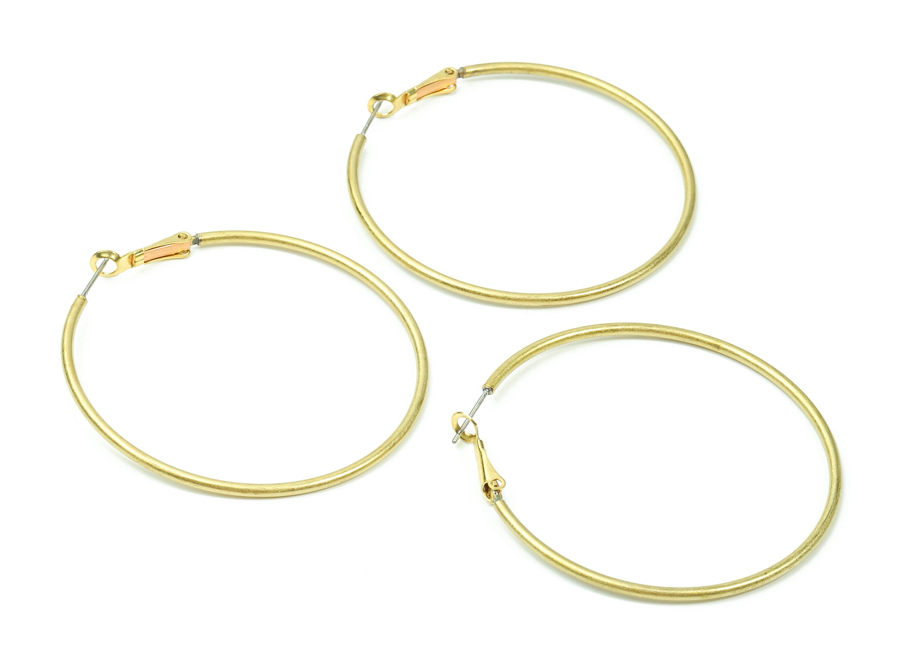 Brass Earrings Hoop 2.0x55 - Raw Brass Earring Circle Clasp - Earring Findings - Jewelry Supplies - 57.91x55.3x1.98mm - PP2845 - DOMEDBAZAAR