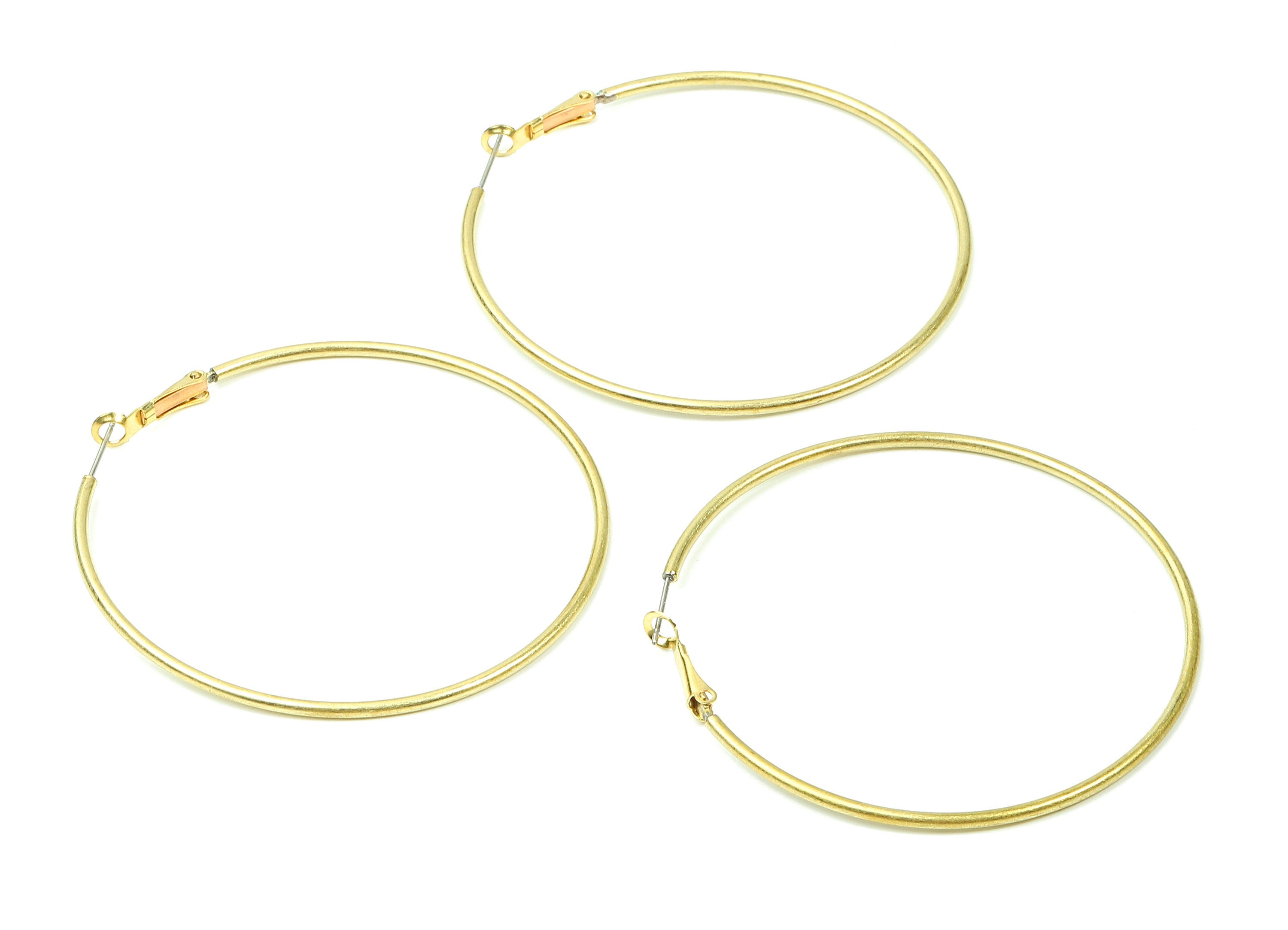 Brass Earrings Hoop 2.0x65 - Raw Brass Earring Circle Clasp - Earring Findings - Jewelry Supplies - 65.6x63.74x1.99mm - PP2846 - DOMEDBAZAAR