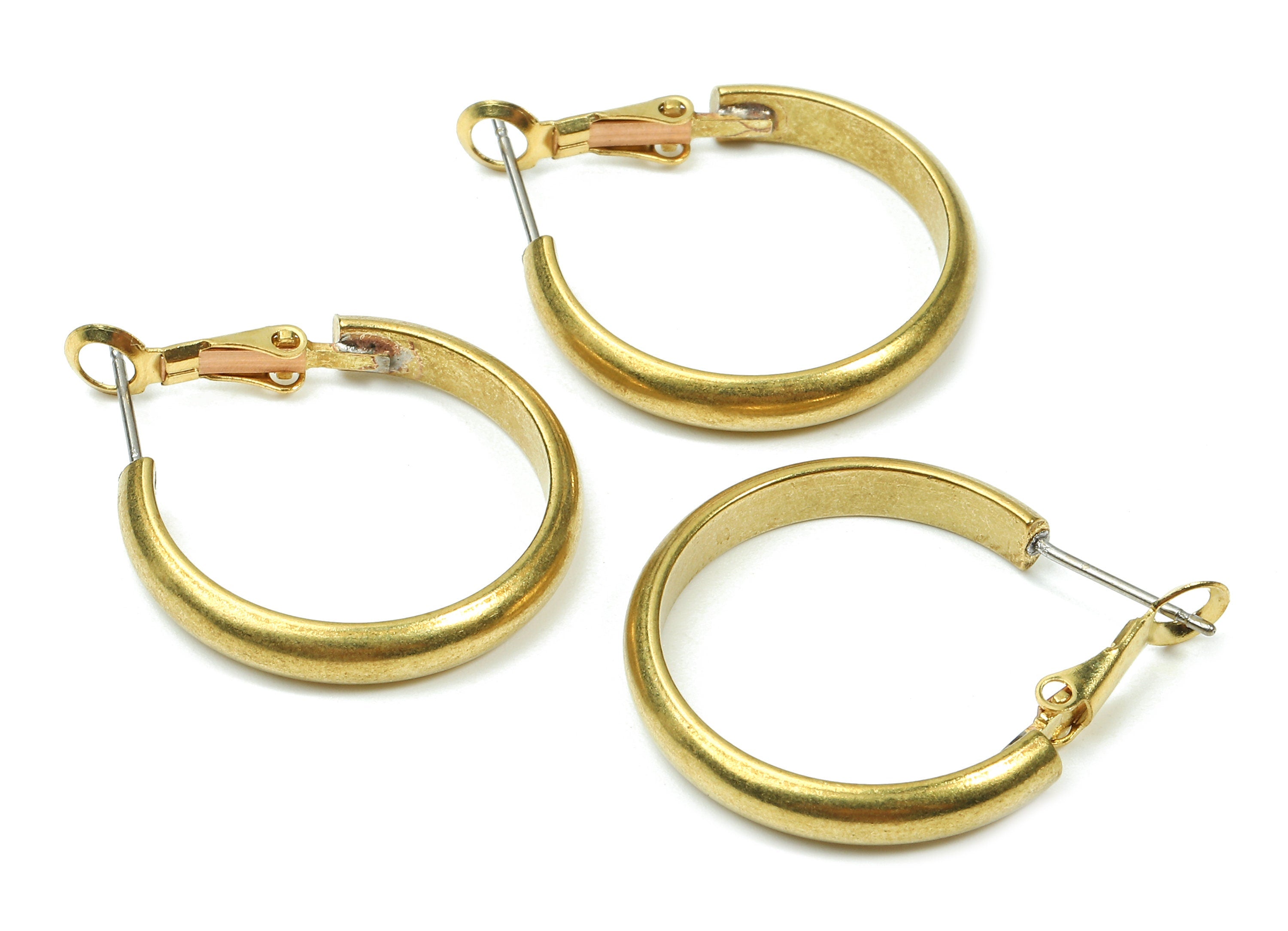 Brass Earrings Hoop 4x25 - Raw Brass Earring Circle Clasp - Earring Findings - Jewelry Supplies - 31.43x25.5x2.16mm - PP2847 - DOMEDBAZAAR
