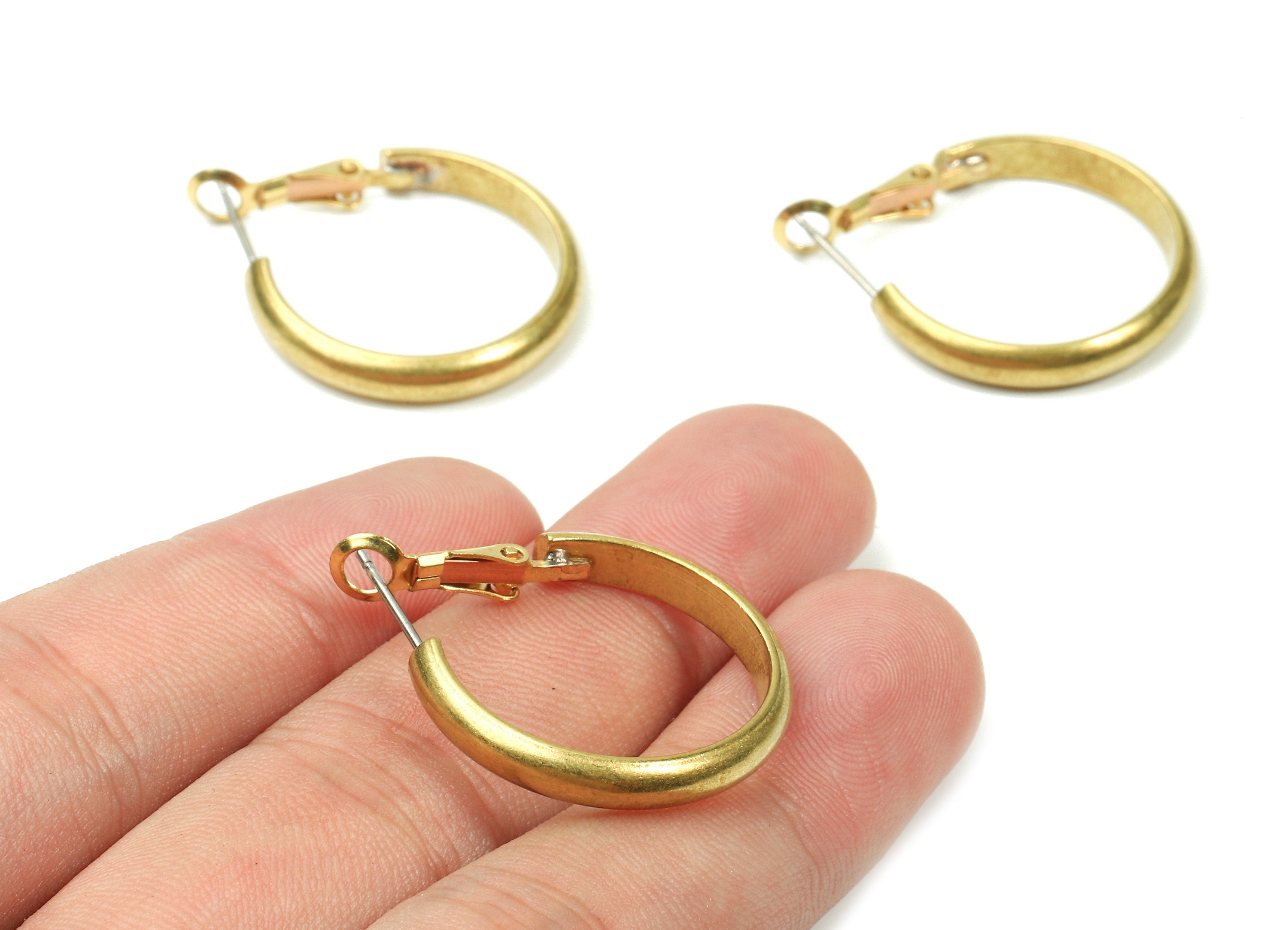 Brass Earrings Hoop 4x25 - Raw Brass Earring Circle Clasp - Earring Findings - Jewelry Supplies - 31.43x25.5x2.16mm - PP2847 - DOMEDBAZAAR