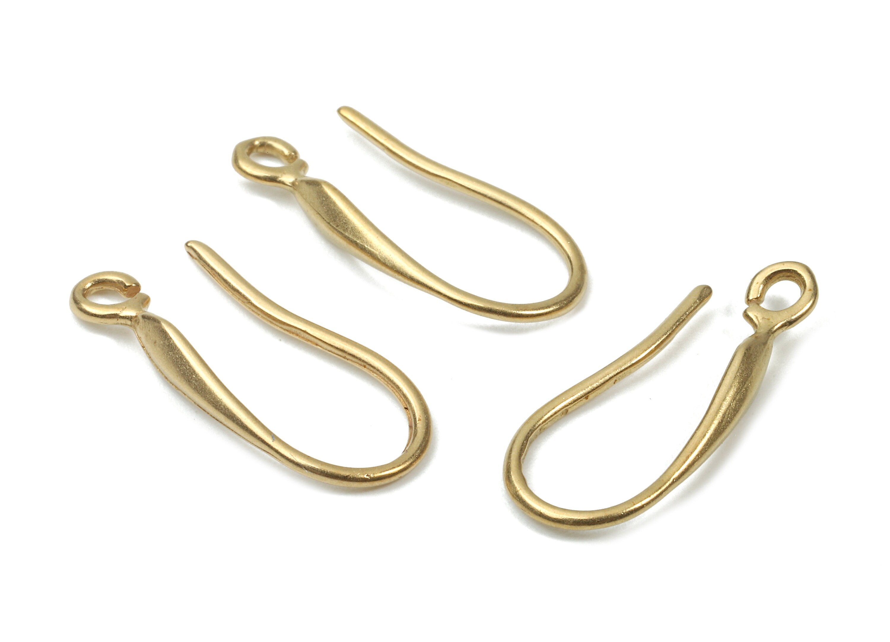 Brass Earring Hooks - Raw Brass Earring Wires - Brass Ear Hooks Findings - Jewelry Supplies - 19.61x8.87x0.97mm - PP2883 - DOMEDBAZAAR
