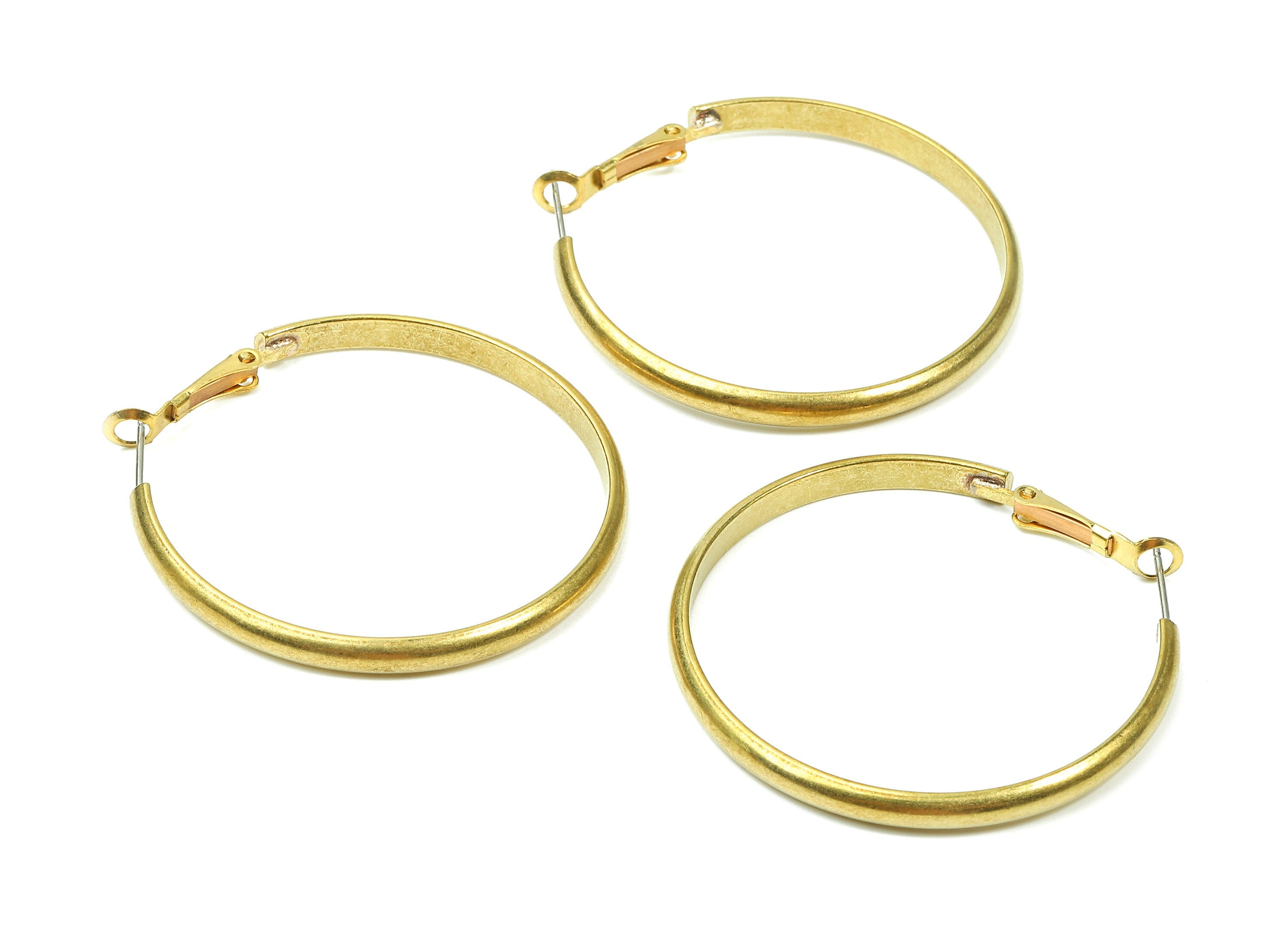 Brass Earrings Hoop 4x45 - Raw Brass Earring Circle Clasp - Earring Findings - Jewelry Supplies - 48.41x45.82x2.08mm - PP2849 - DOMEDBAZAAR