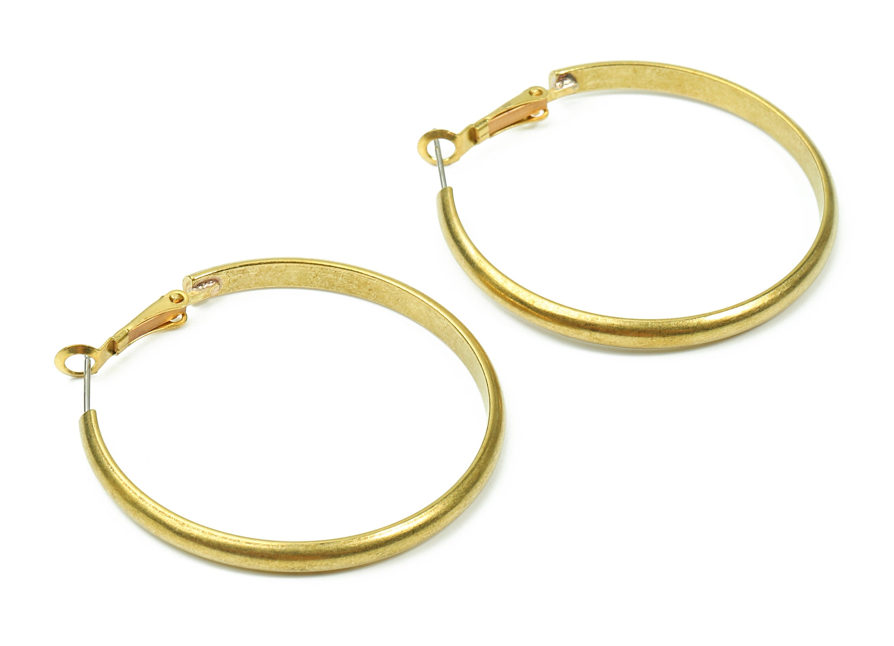 Brass Earrings Hoop 4x45 - Raw Brass Earring Circle Clasp - Earring Findings - Jewelry Supplies - 48.41x45.82x2.08mm - PP2849 - DOMEDBAZAAR