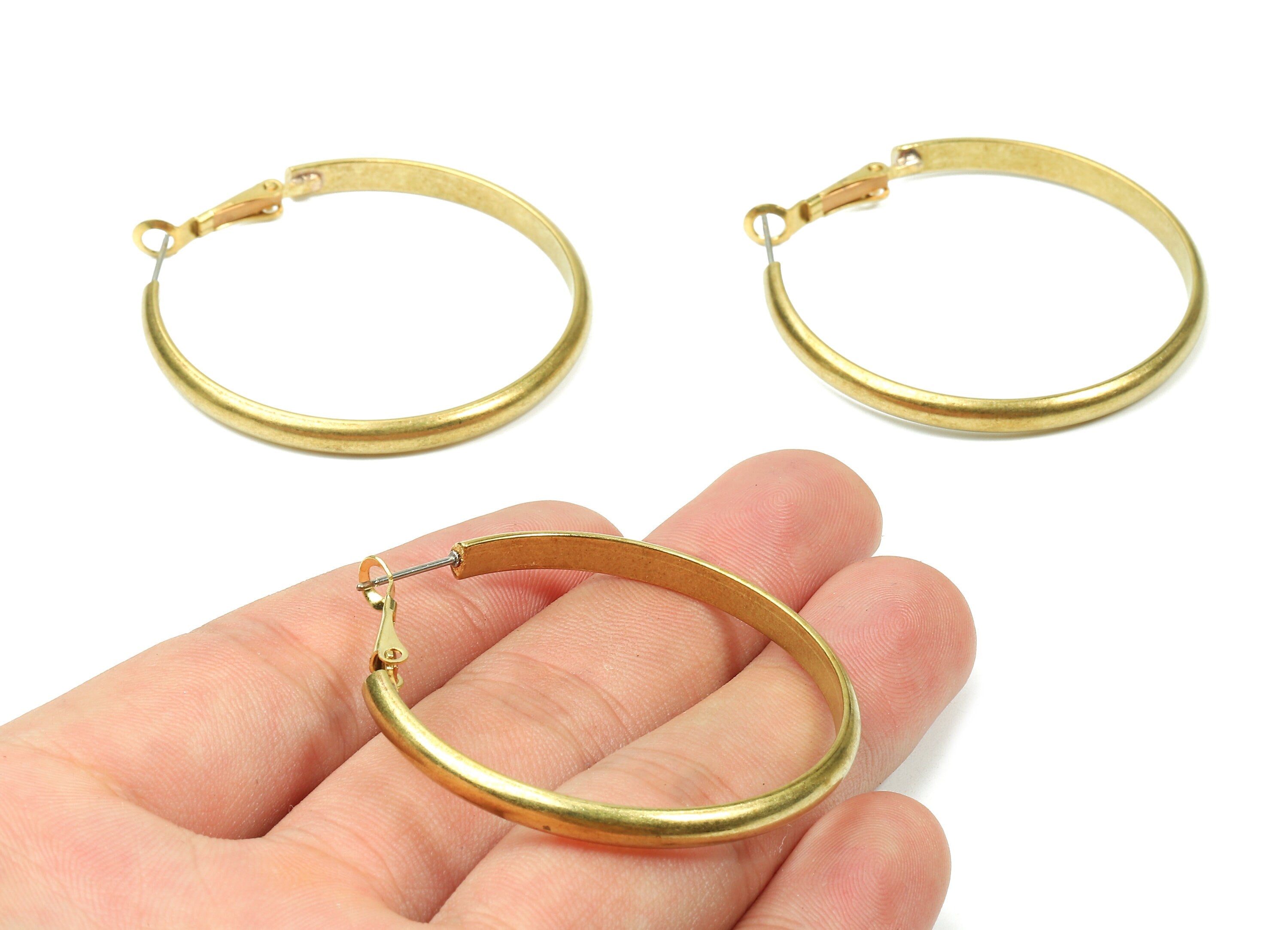 Brass Earrings Hoop 4x45 - Raw Brass Earring Circle Clasp - Earring Findings - Jewelry Supplies - 48.41x45.82x2.08mm - PP2849 - DOMEDBAZAAR