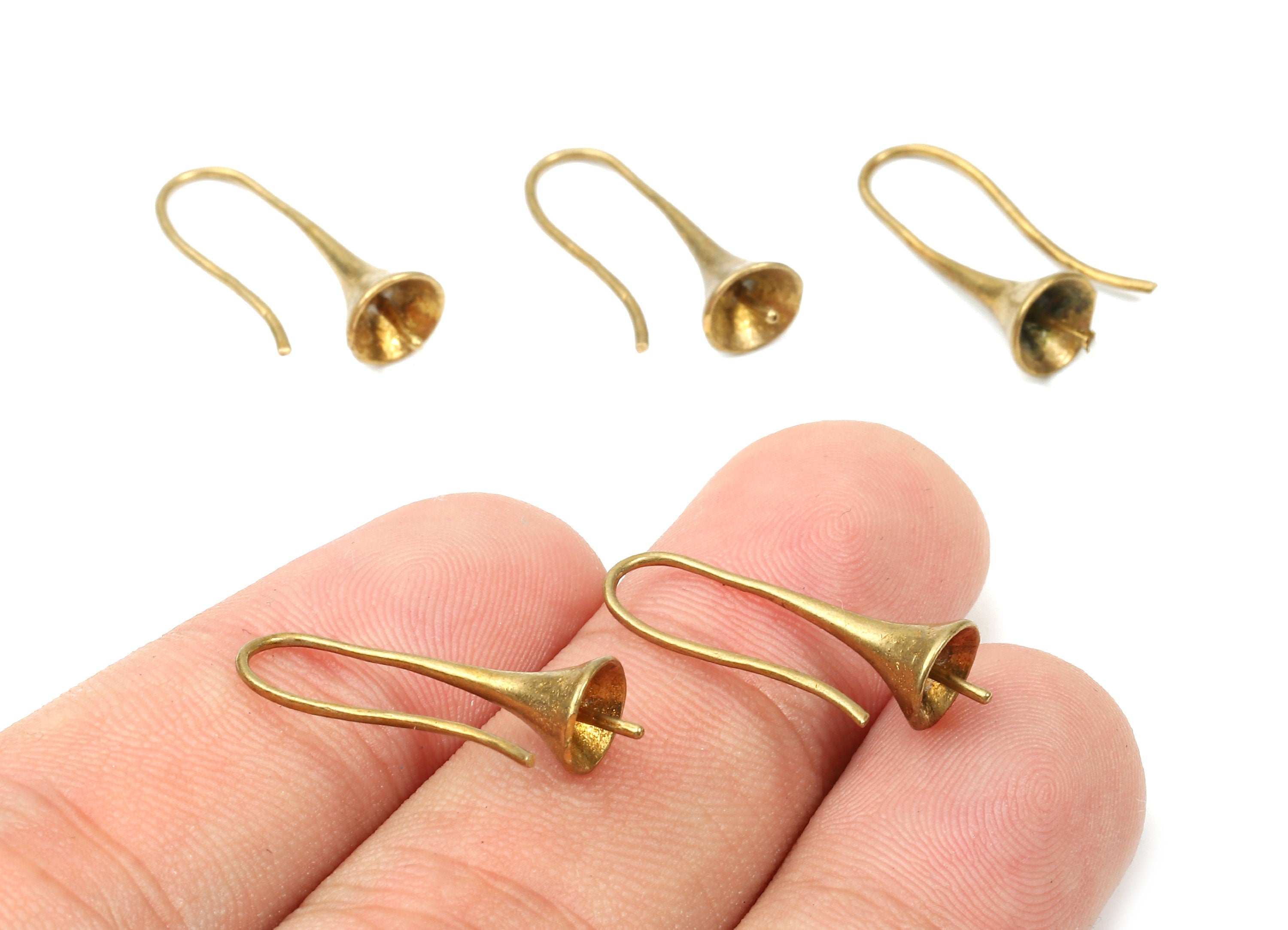 Brass Earring Hooks - Raw Brass Earring Wires - Brass Ear Hooks Findings - Jewelry Supplies - 20.75x8.27x2.06mm - PP2888 - DOMEDBAZAAR