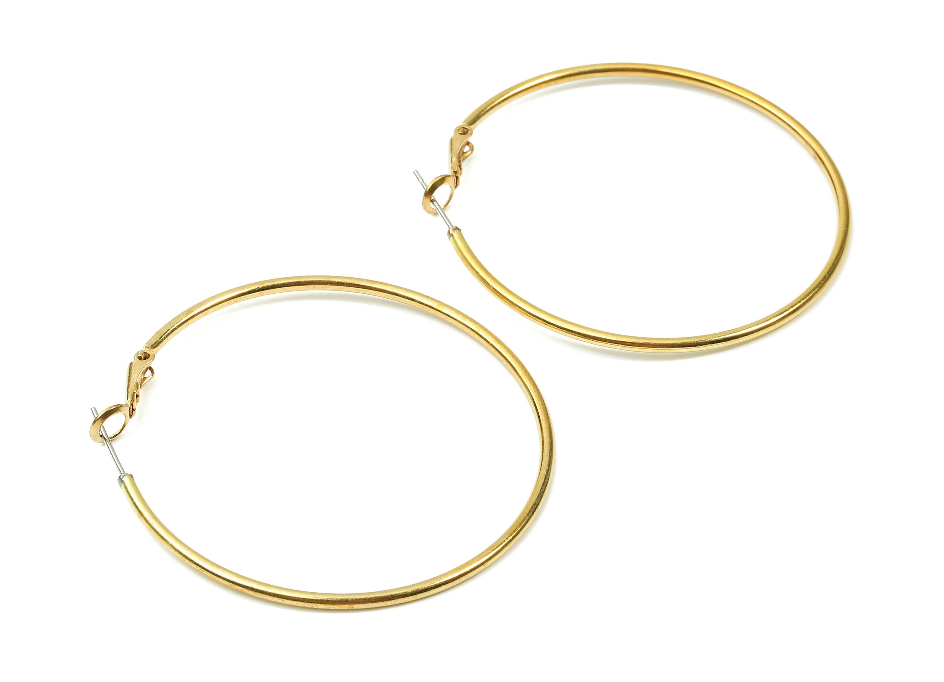Brass Earrings Hoop - Raw Brass Earring Clasp - Brass Earring Circle Clasp Findings - Jewelry Supplies - 52.32x49.72x1.8mm - PP2872 - DOMEDBAZAAR
