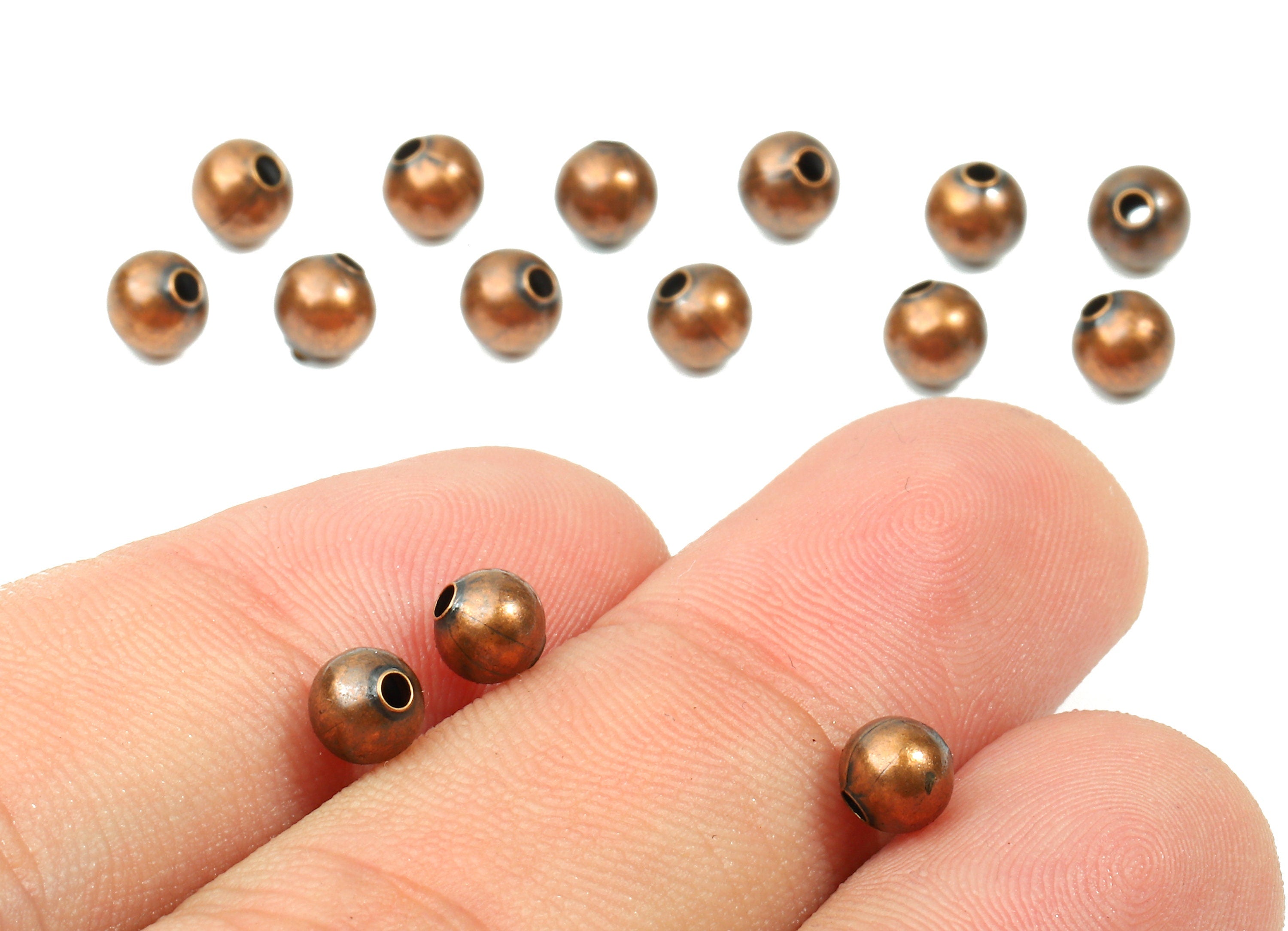 Brass Spacer Ball Beads 5.0 - Antique Copper Spacer Ball Beads - Necklace Beads - Earring Finding - Jewelry Supplies - 4.85x5.02mm - PP2815C - DOMEDBAZAAR