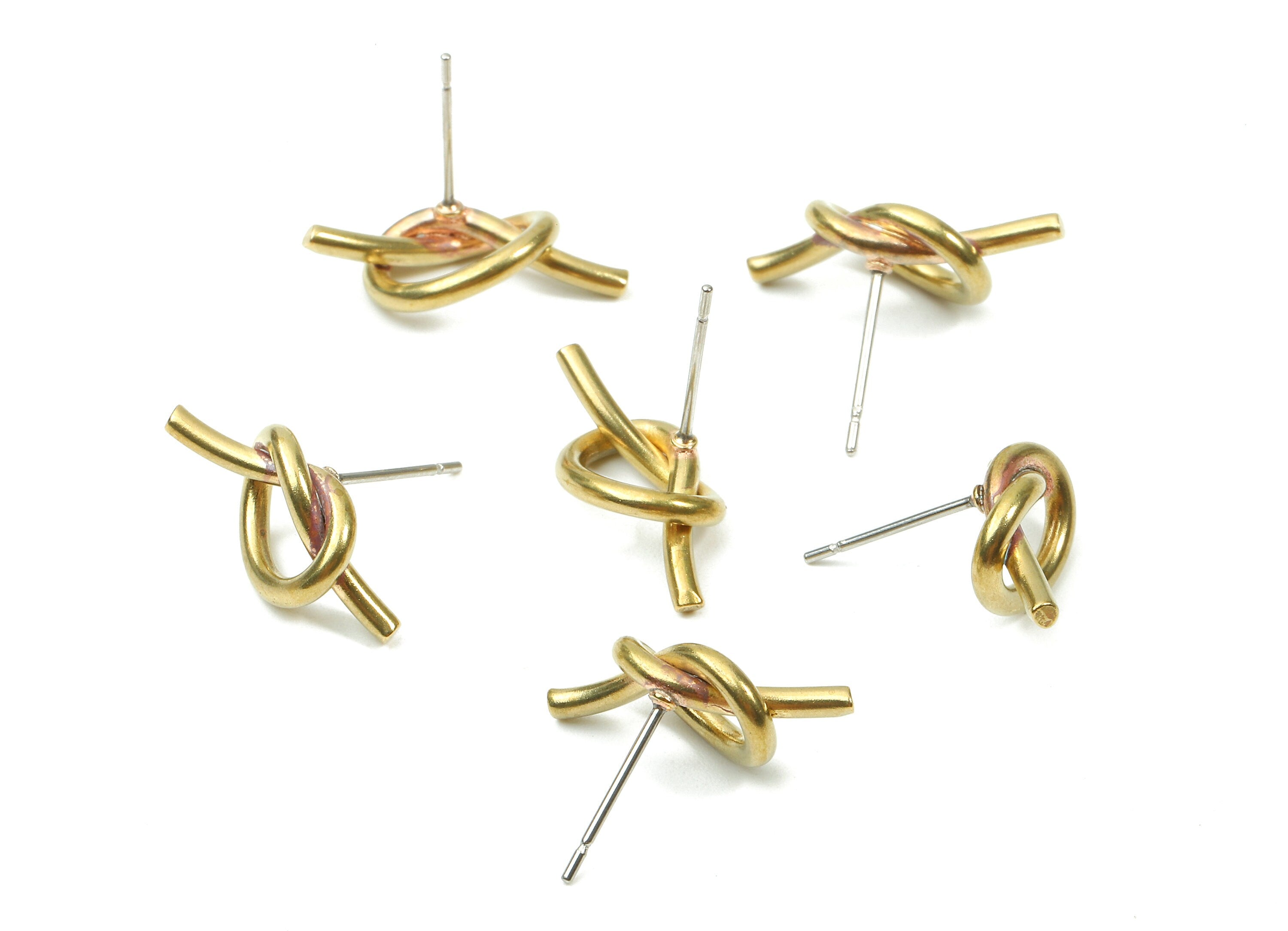 Brass Knot Earring Post - Raw Brass Knot Earring Stud - Earring Findings - Jewelry Supplies - 18.01x8.17x2.25mm - PP2881 - DOMEDBAZAAR