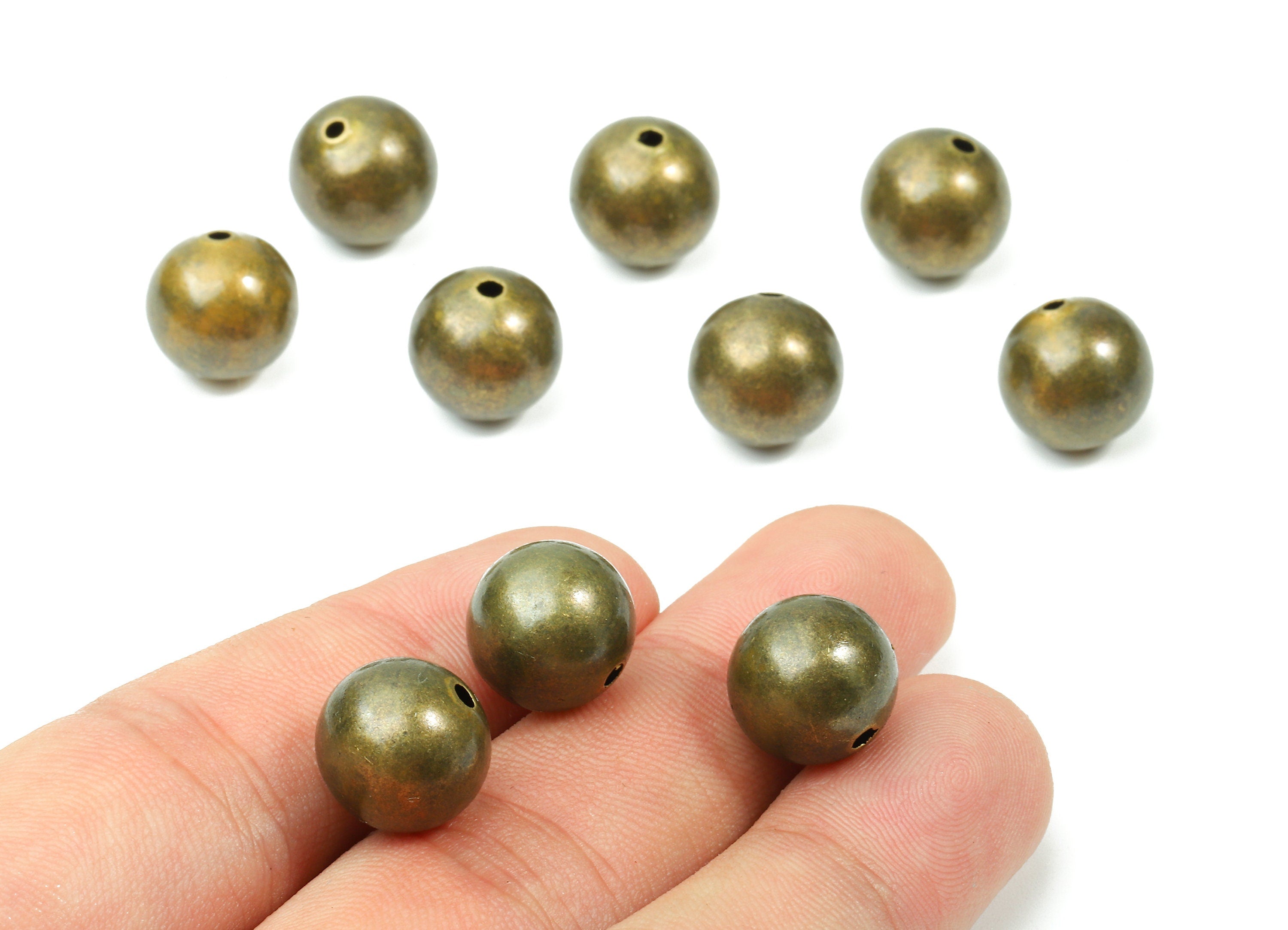 Brass Spacer Ball Beads 12 - Antique Bronze Spacer Ball Beads - Necklace Beads - Earring Finding - Jewelry Supplies - 11.61x12.2mm - PP2820B - DOMEDBAZAAR