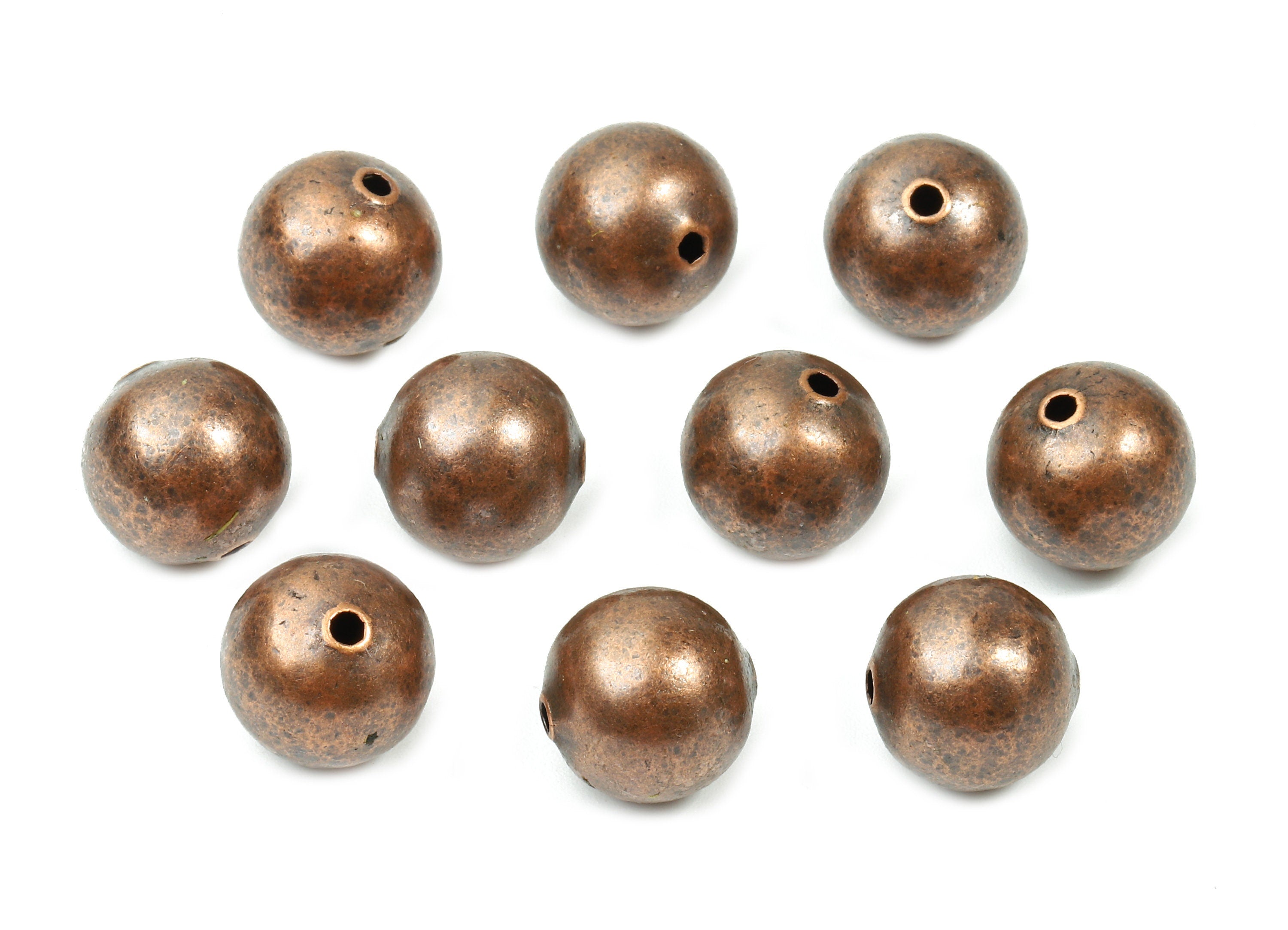 Brass Spacer Ball Beads 12 - Antique Copper Spacer Ball Beads - Necklace Beads - Earring Finding - Jewelry Supplies - 11.61x12.2mm - PP2820C - DOMEDBAZAAR