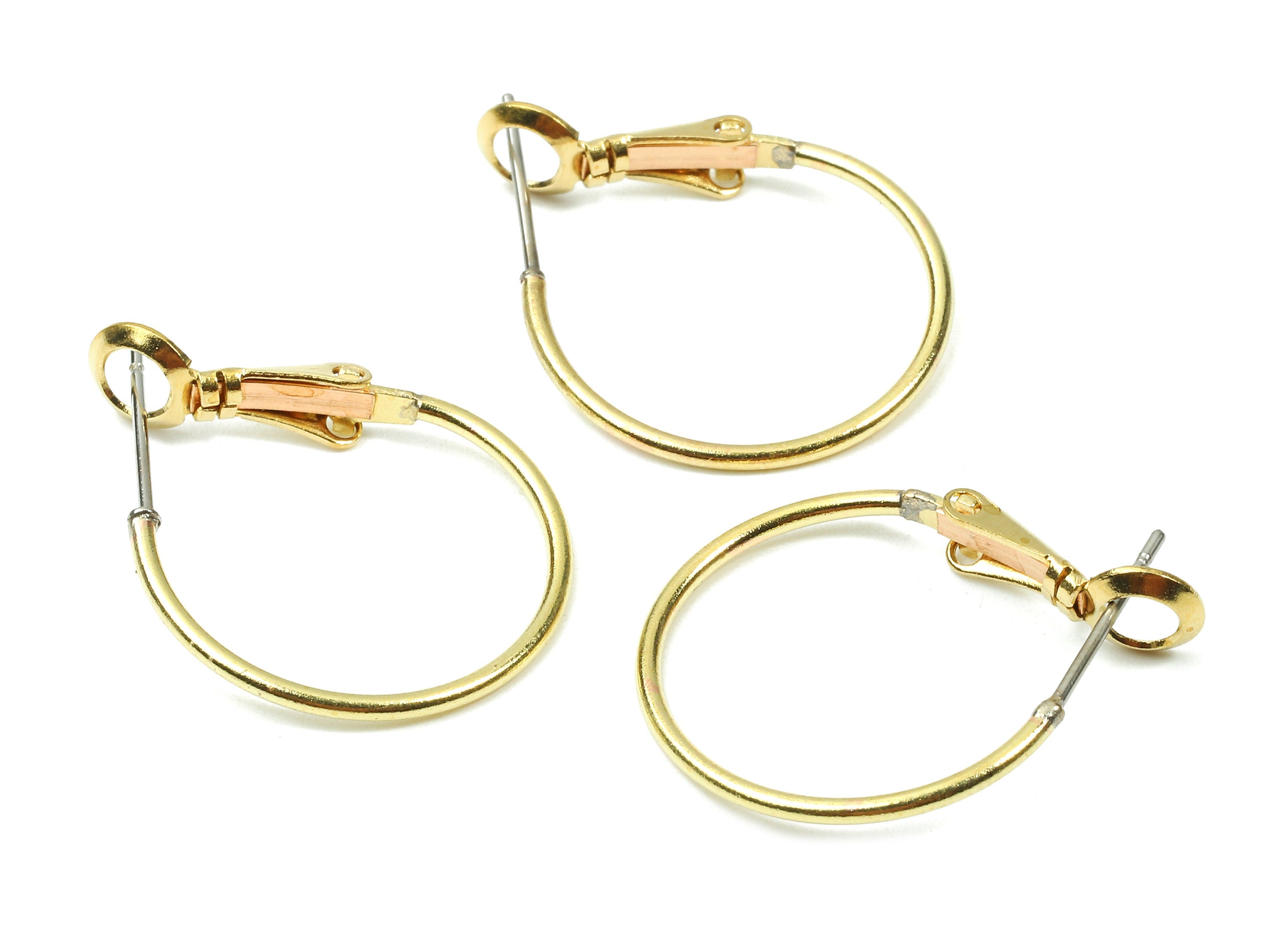 Brass Earrings Hoop - Raw Brass Earring Clasp - Brass Earring Circle Clasp Findings - Jewelry Supplies - 25.92x20.28x1.37mm - PP2861 - DOMEDBAZAAR