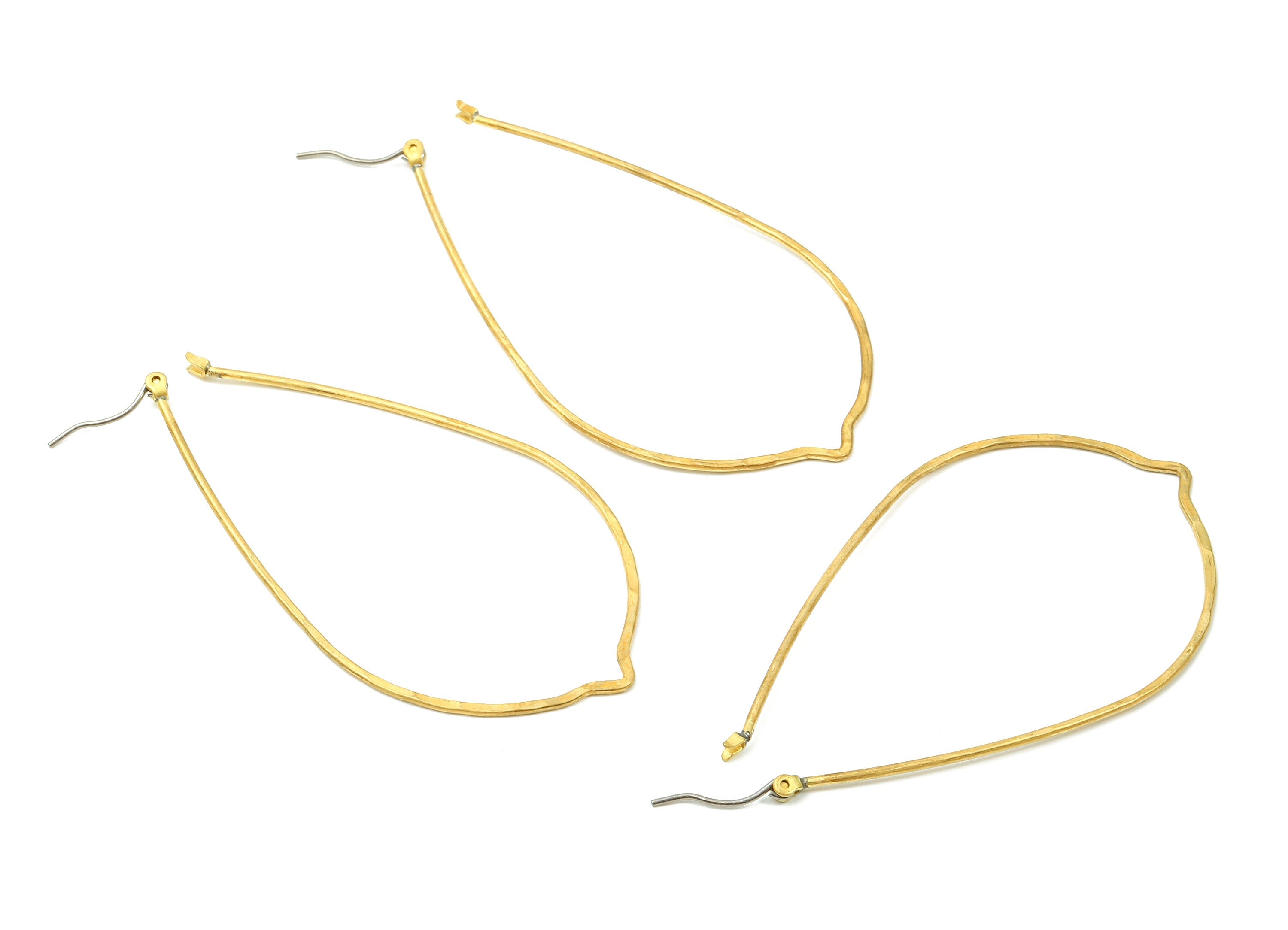 Brass Drop Earring Stud - Raw Brass Earring Wire - Earring Findings - Jewelry Supplies - 67.04x38.72x0.93mm - PP2868 - DOMEDBAZAAR