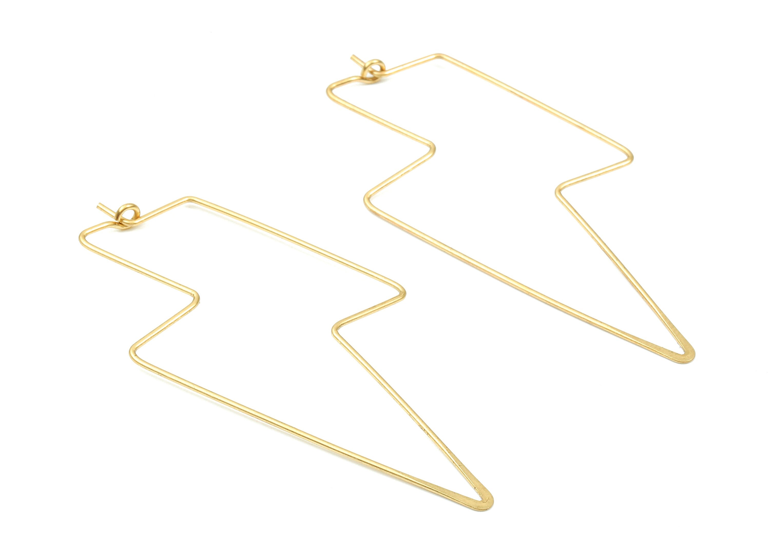 Brass Thunder Earring Wire - Raw Brass Thunder Earring Wires - Brass Earring Findings - Jewelry Supplies - 61.67x38.66x0.76mm - PP2882 - DOMEDBAZAAR