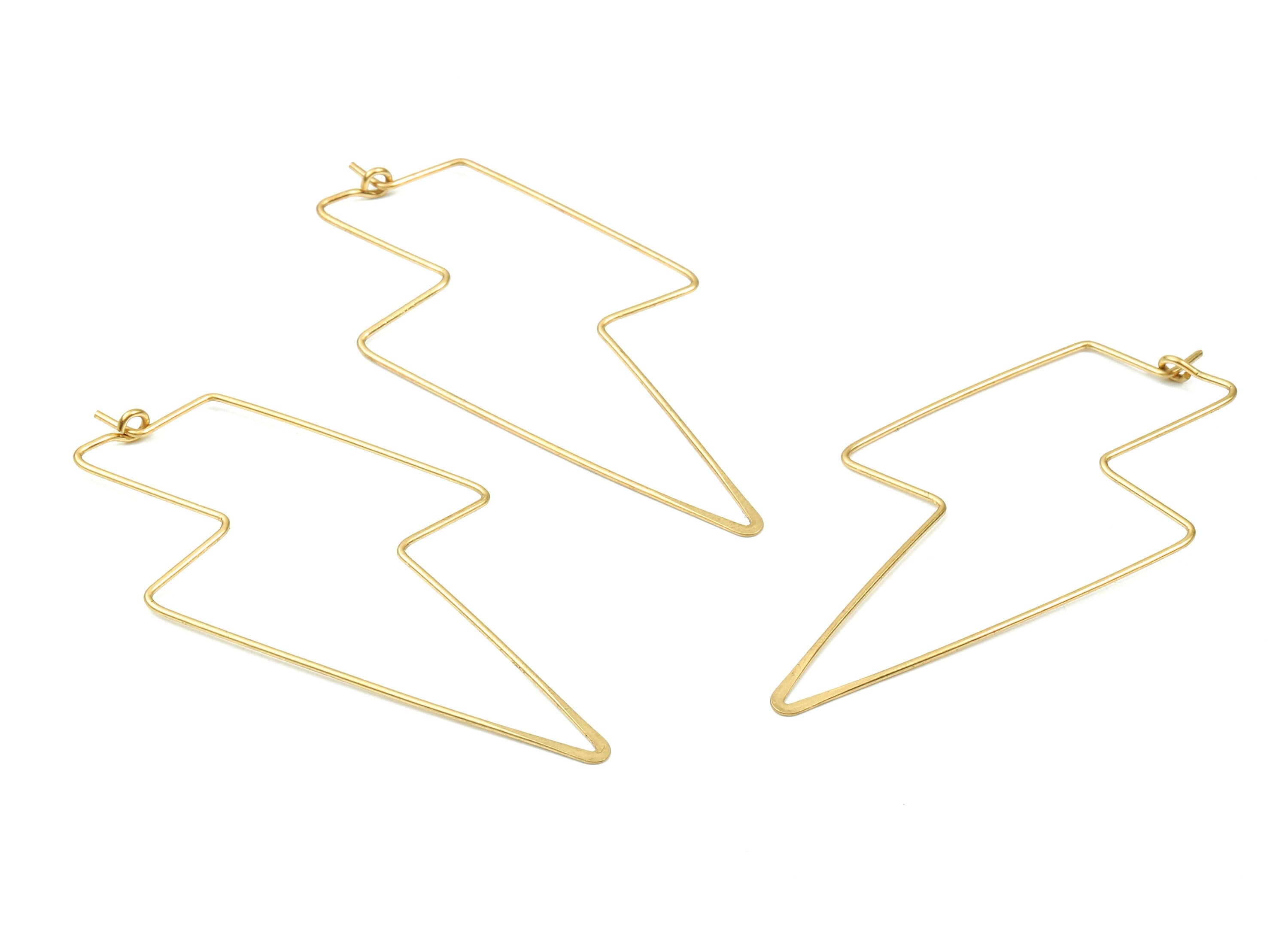 Brass Thunder Earring Wire - Raw Brass Thunder Earring Wires - Brass Earring Findings - Jewelry Supplies - 61.67x38.66x0.76mm - PP2882 - DOMEDBAZAAR