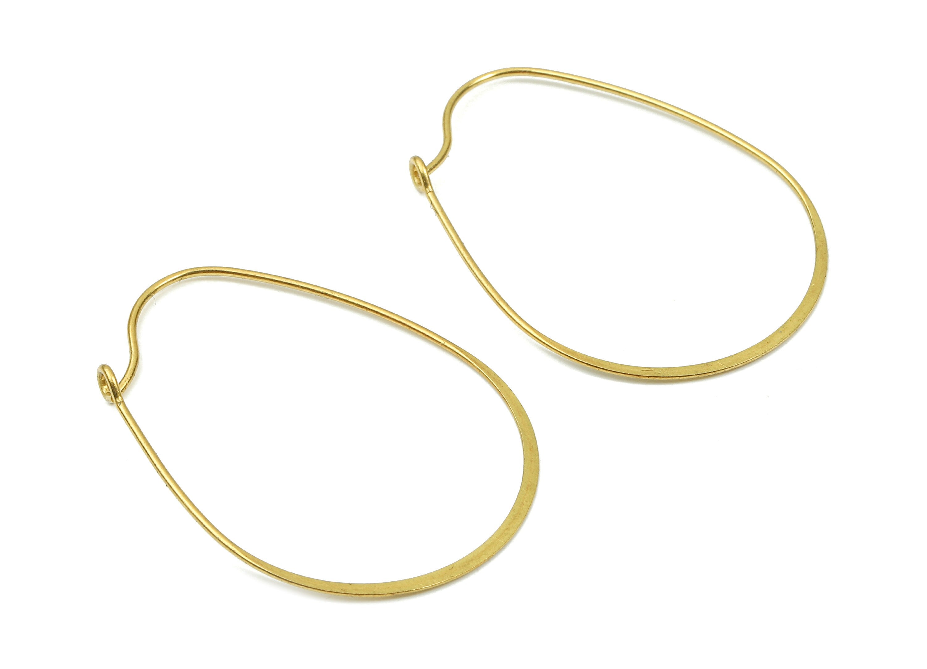 Brass Hammered Earring Wire - Raw Brass Hammered Earring Wires - Brass Earring Findings - Jewelry Supplies - 39.8x30.34x0.43mm - PP2867 - DOMEDBAZAAR