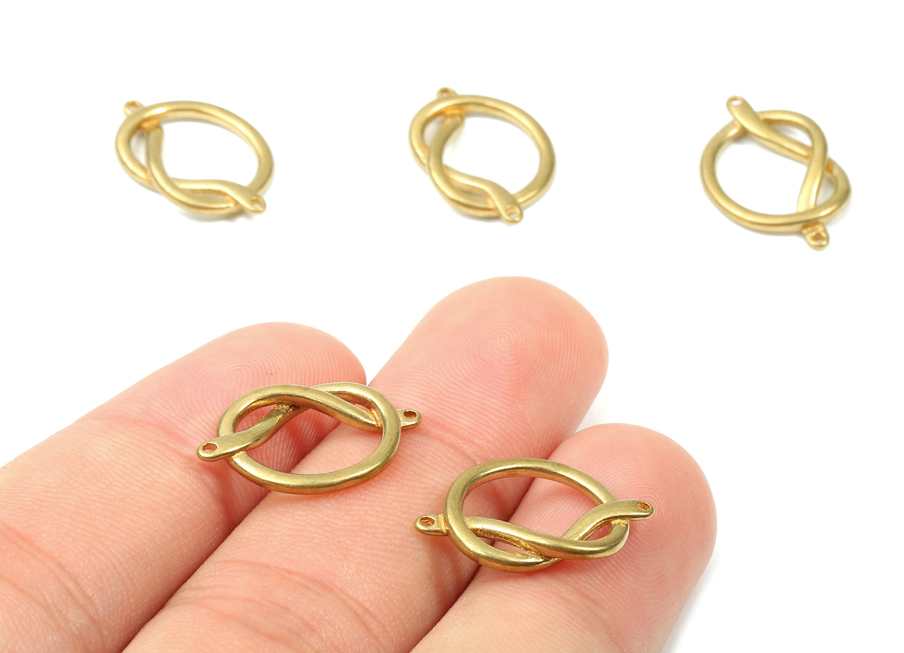 Brass Knot Connectors - Raw Brass Knot Connectors - Brass Knot bracelet and Pendant - 2 Holes - 19.87x13.04x2.88mm - PP2880 - DOMEDBAZAAR