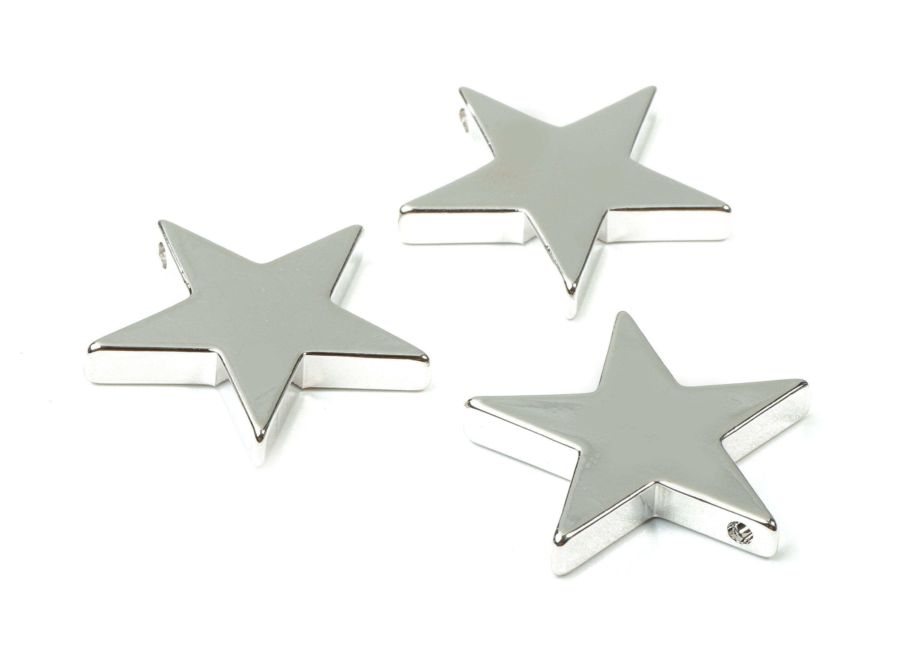 Brass Star Charms - Brass Star Stamping Blank - 18K Real White Gold Plated Raw Brass - Necklace Pendant - 21.65x21.65x3.02mm - RGP2253 - DOMEDBAZAAR