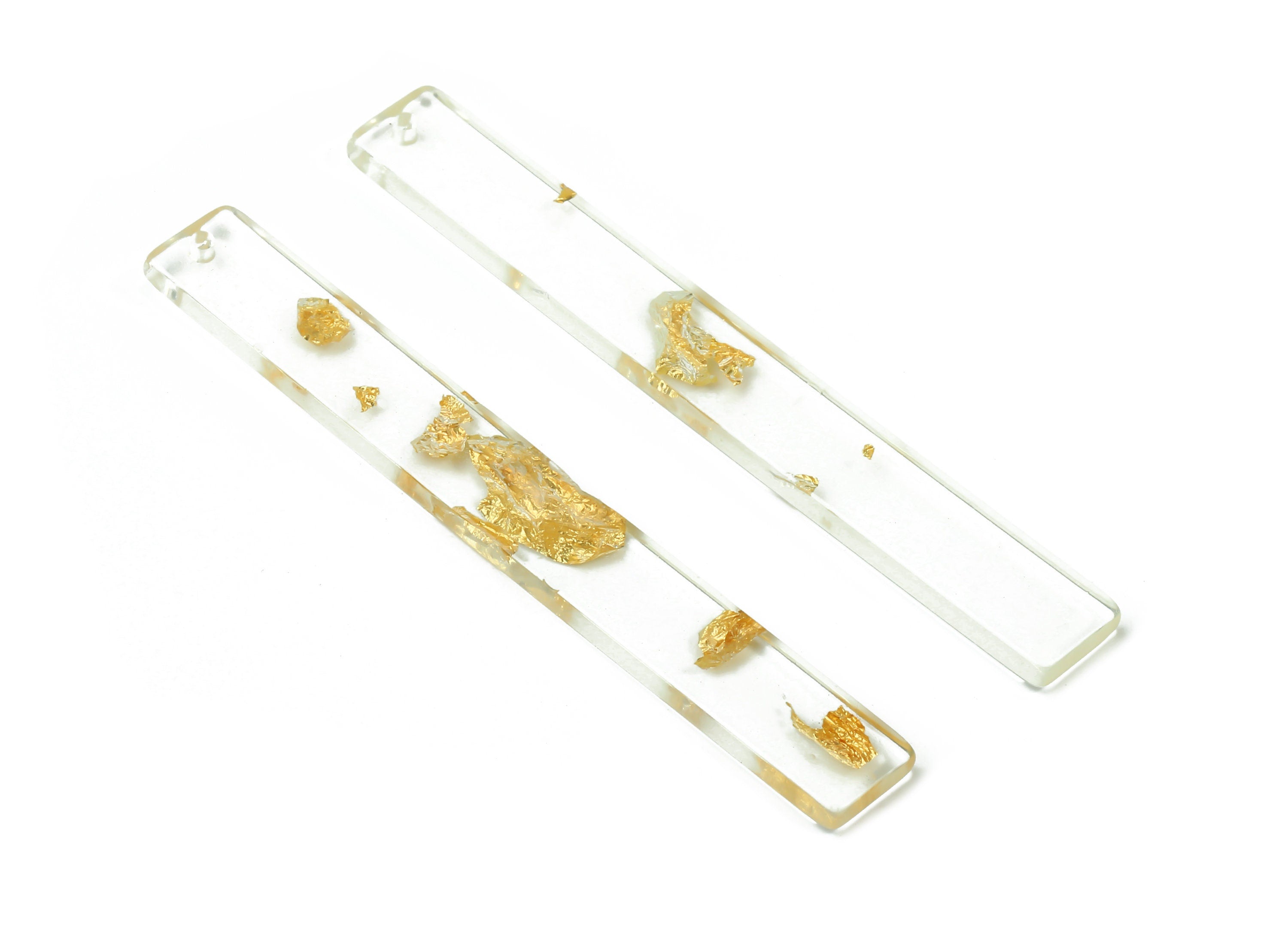 Acrylic Stick Charms - Gold Foil & Confetti - Bar Earrings and Pendant - Color Code: A255 - 59.7x7.8x2.5mm - AC1049-A255 - DOMEDBAZAAR