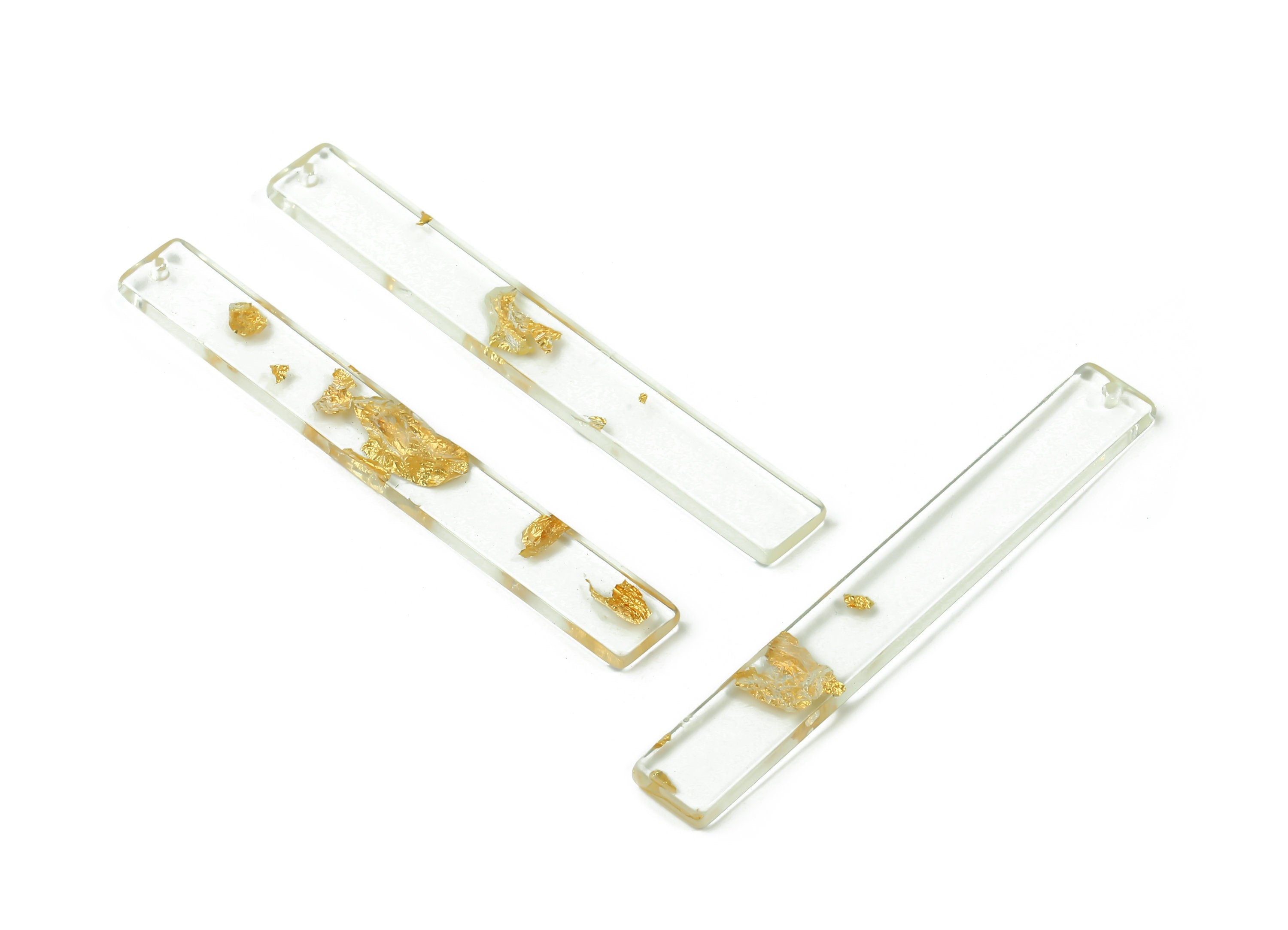 Acrylic Stick Charms - Gold Foil & Confetti - Bar Earrings and Pendant - Color Code: A255 - 59.7x7.8x2.5mm - AC1049-A255 - DOMEDBAZAAR