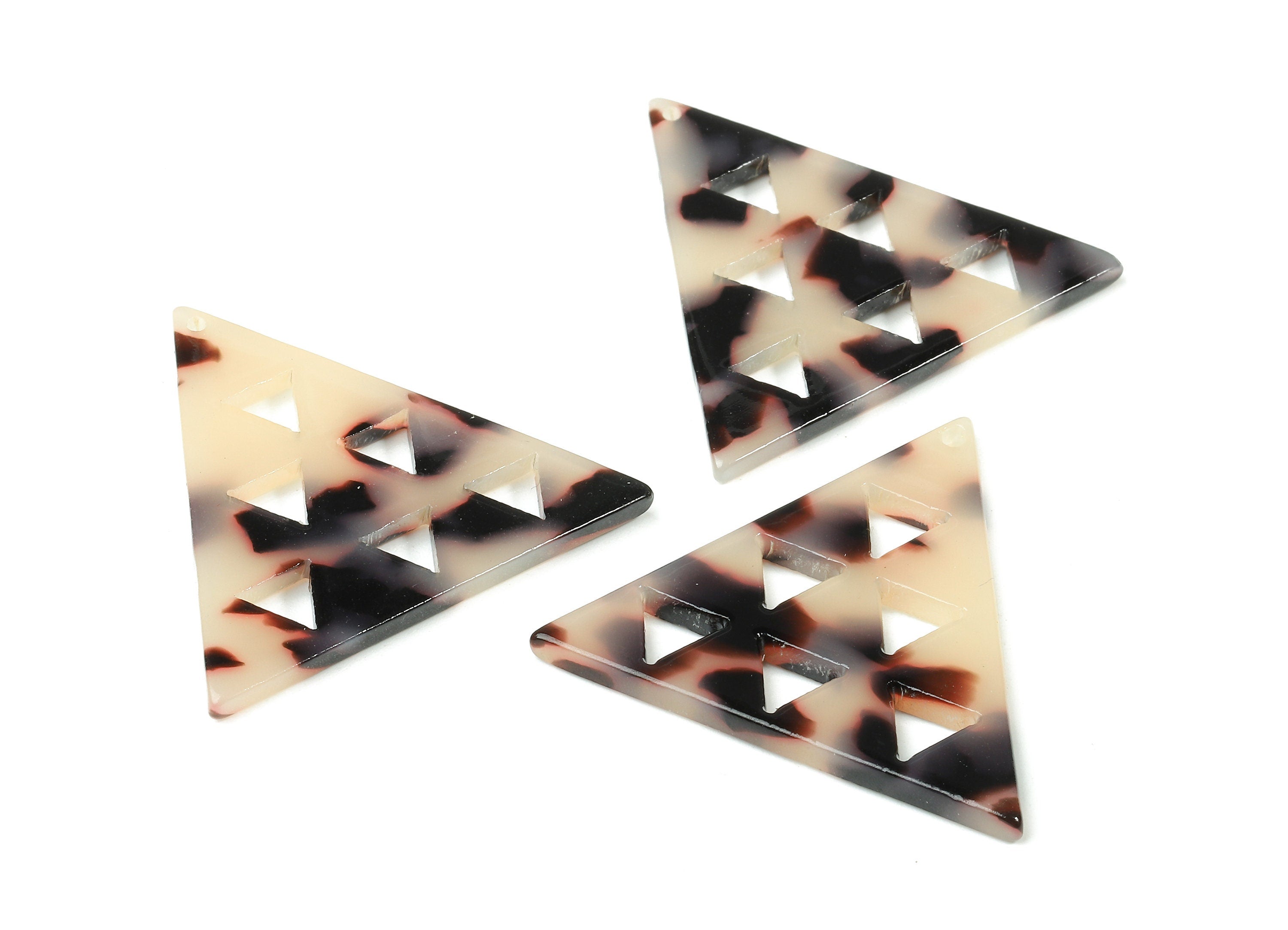 Acetate Triangle Charms - Blonde Tortoise Shell Earrings - Triangle Earrings and Pendant - Color Code: A07 - 34.57x34.57x2.59mm - AC1713-A07 - DOMEDBAZAAR