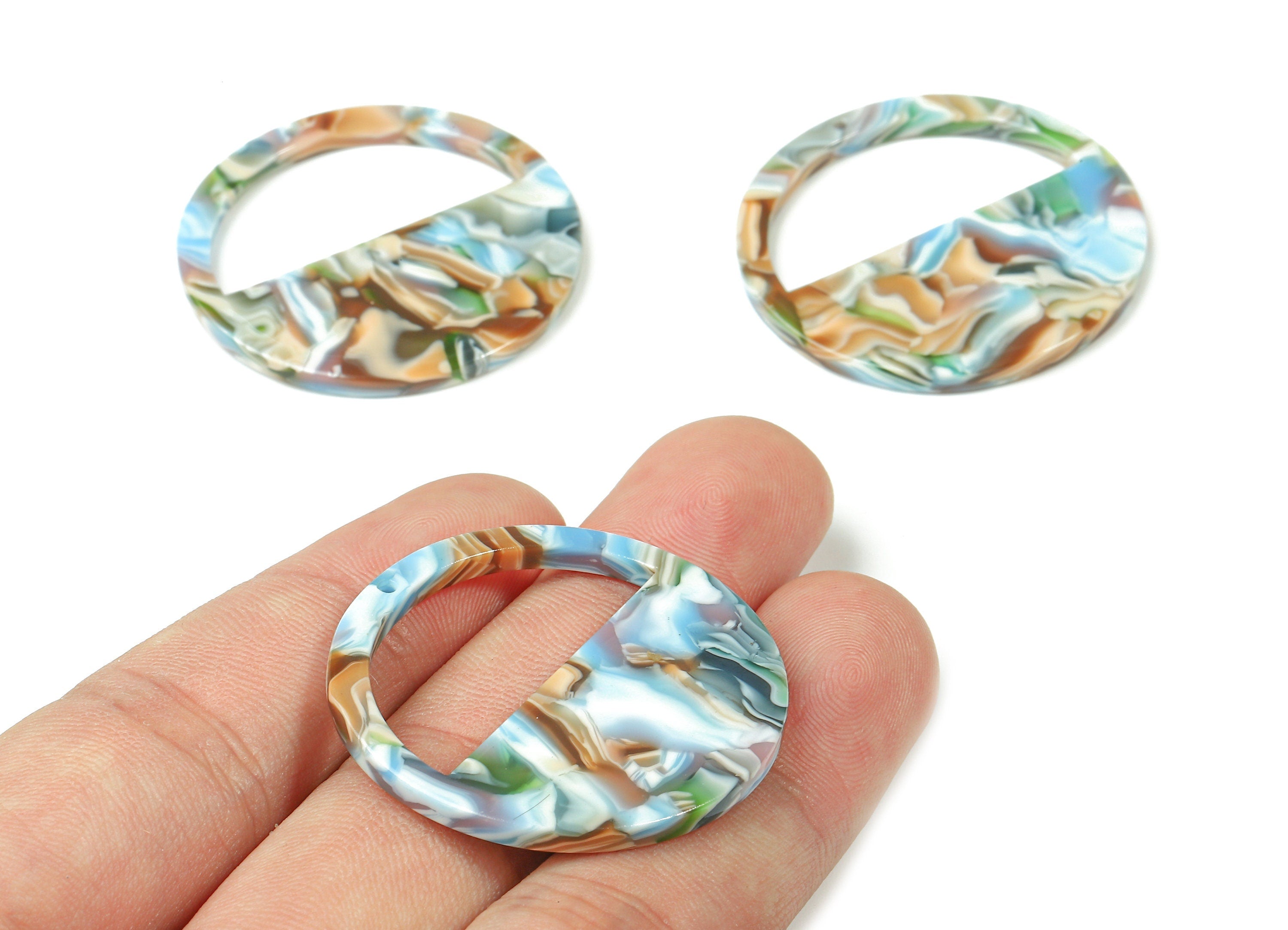 Acetate Round Charms - Round Earring and Pendant - Earring Findings - Jewelry Supplies - Color Code: A240 - 34.42x34.42x2.61mm - AC1498-A240 - DOMEDBAZAAR