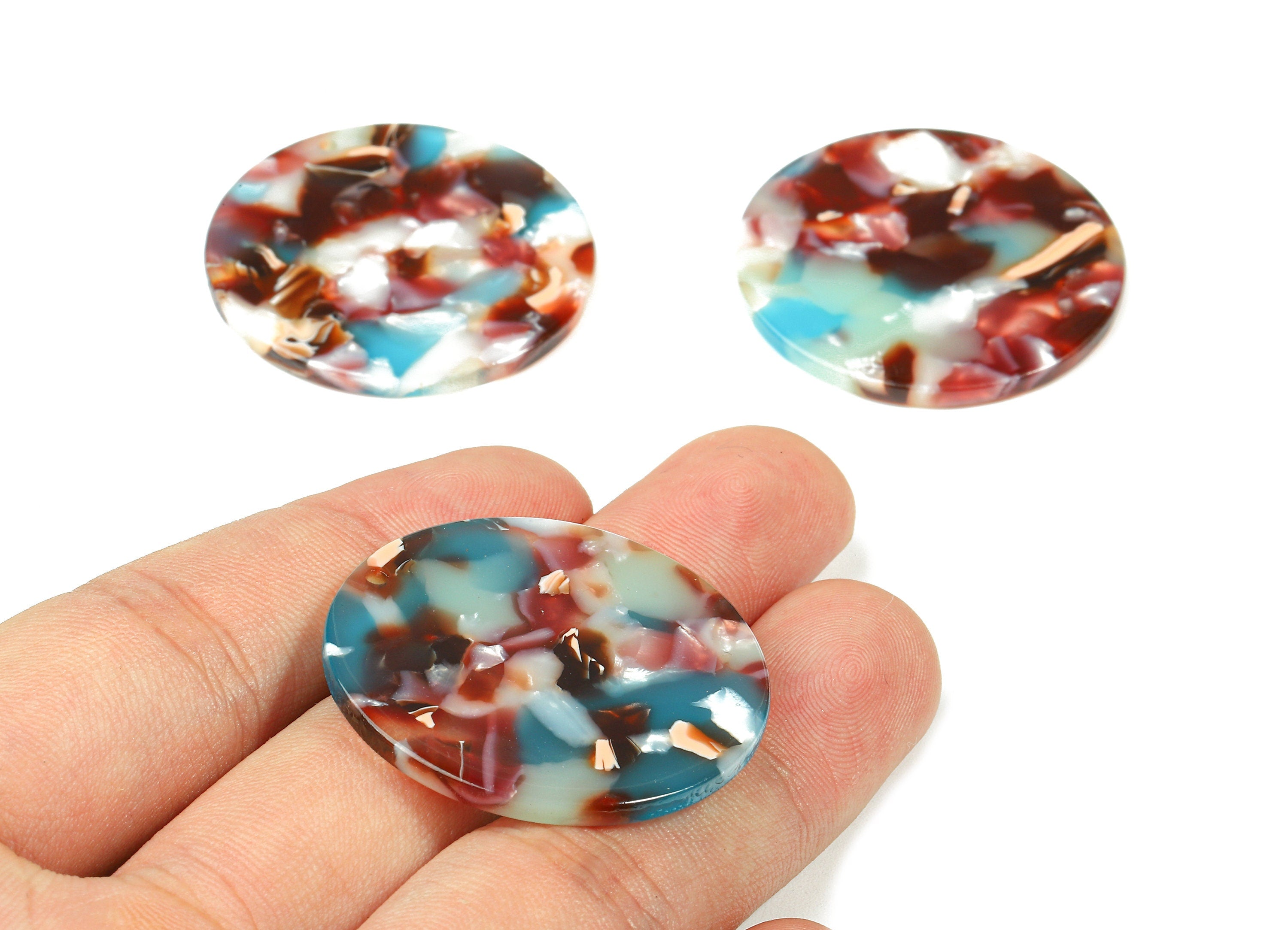 Acetate Round Charms - Coin Earrings and Pendant - Earring Findings - Jewelry Supplys - Color Code: A103 - 34.8x34.8x2.54mm - AC1135-A103 - DOMEDBAZAAR