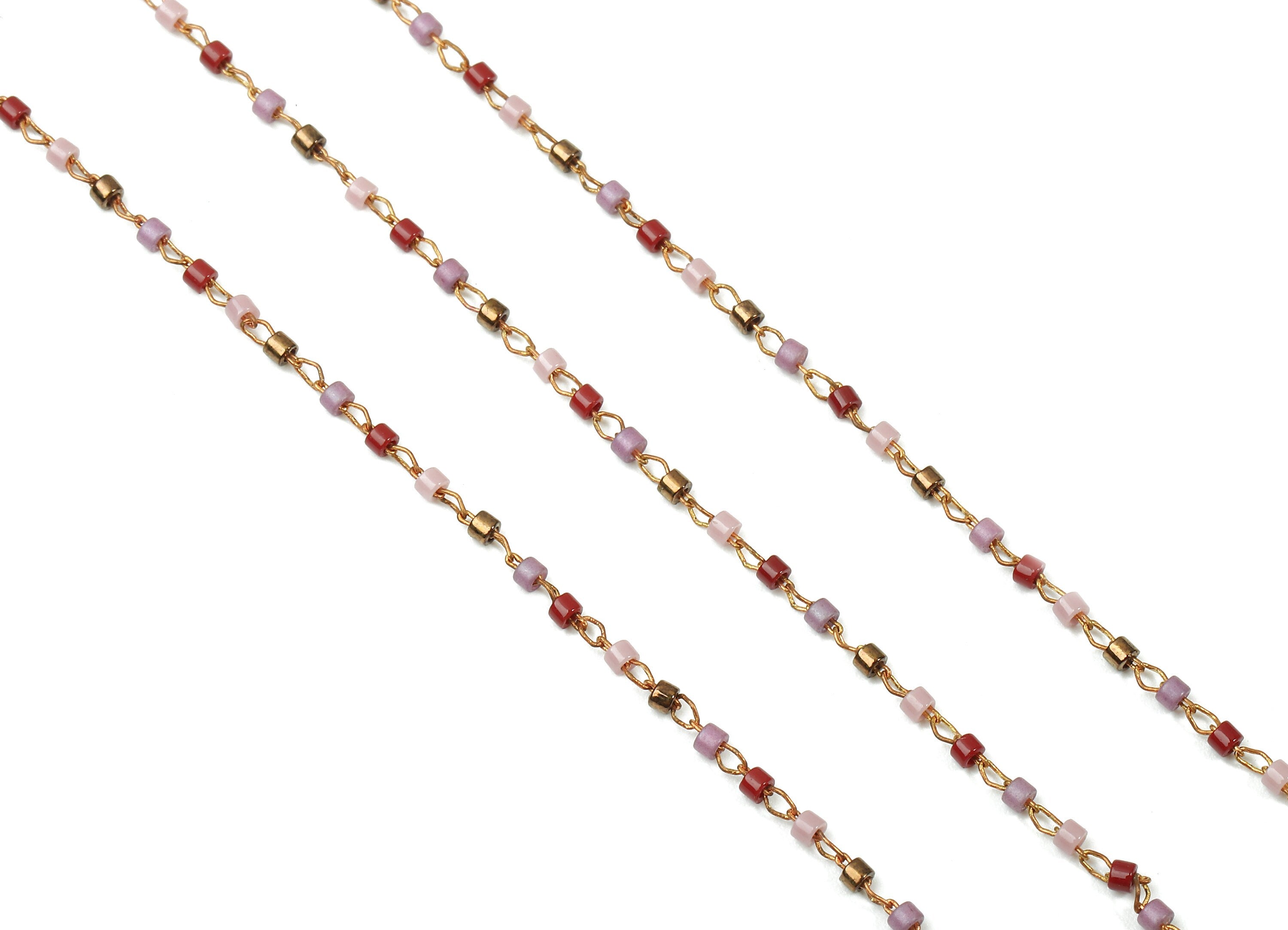Toho Glass Beaded Chain - Seed Beads Chain - Toho Glass Bead - Stainless Steel - Jewelry Making Chain - 1.63mm x 1.44mm - TH1026 - DOMEDBAZAAR