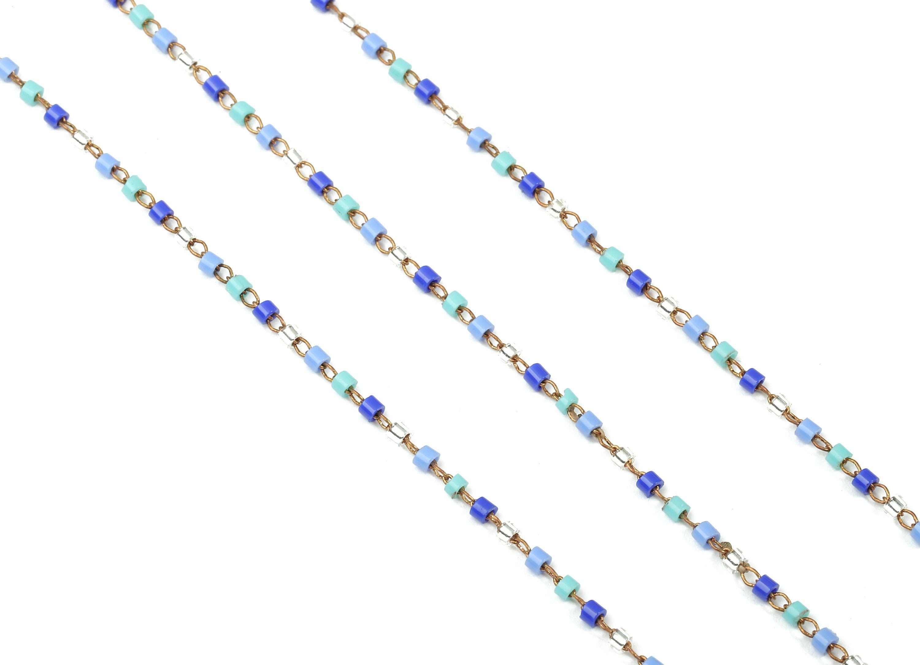 Toho Glass Beaded Chain - Seed Beads Chain - Purple Toho Glass Bead - Stainless Steel - Jewelry Making Chain - 1.63mm x 1.44mm - TH1028 - DOMEDBAZAAR
