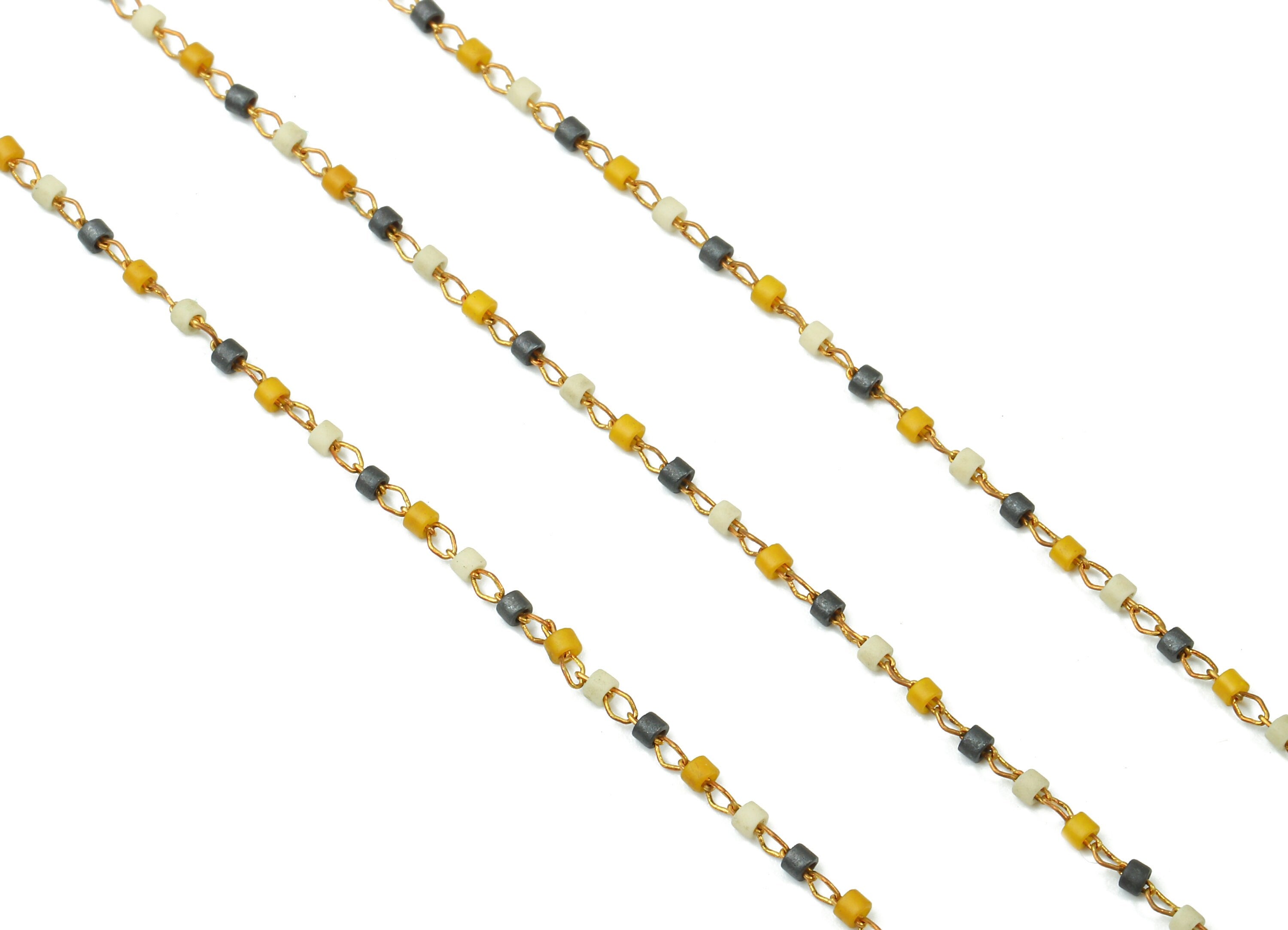 Toho Glass Beaded Chain - Seed Beads Chain - Toho Glass Bead - Stainless Steel - Jewelry Making Chain - 1.63mm x 1.44mm - TH1038 - DOMEDBAZAAR