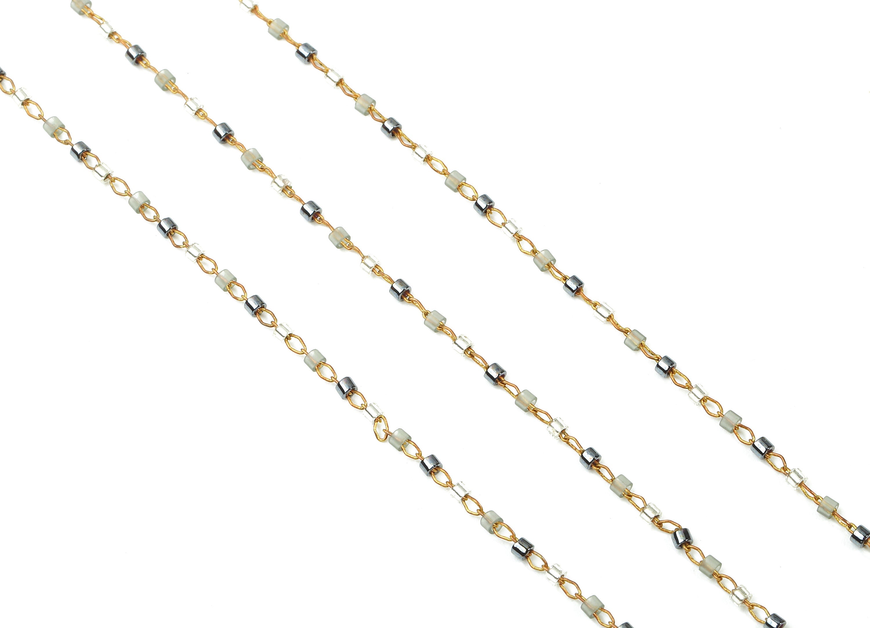 Toho Glass Beaded Chain - Seed Beads Chain - Toho Glass Bead - Stainless Steel - Jewelry Making Chain - 1.63mm x 1.44mm - TH1042 - DOMEDBAZAAR