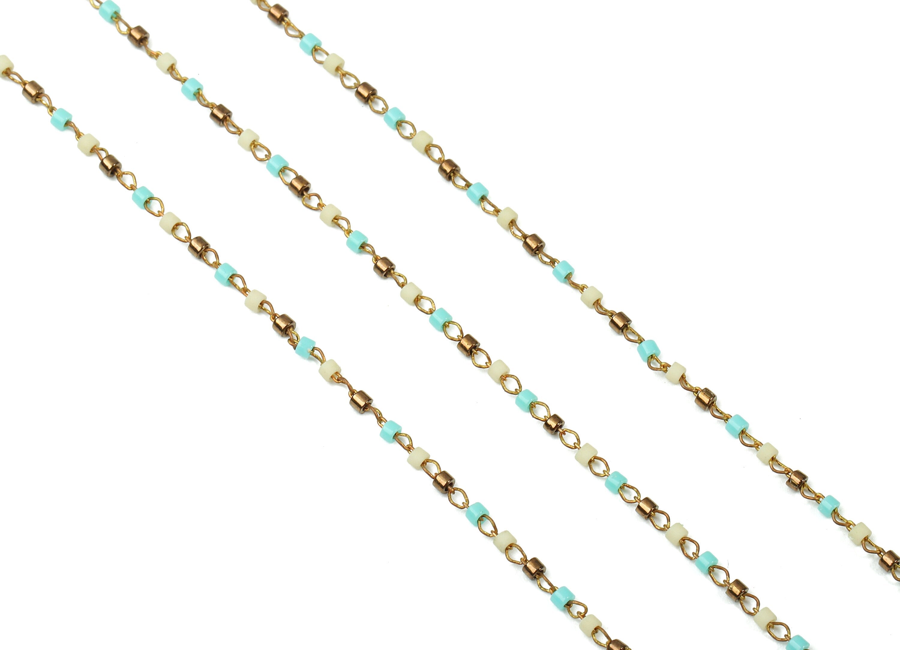 Toho Glass Beaded Chain - Seed Beads Chain - Toho Glass Bead - Stainless Steel - Jewelry Making Chain - 1.63mm x 1.44mm - TH1047 - DOMEDBAZAAR