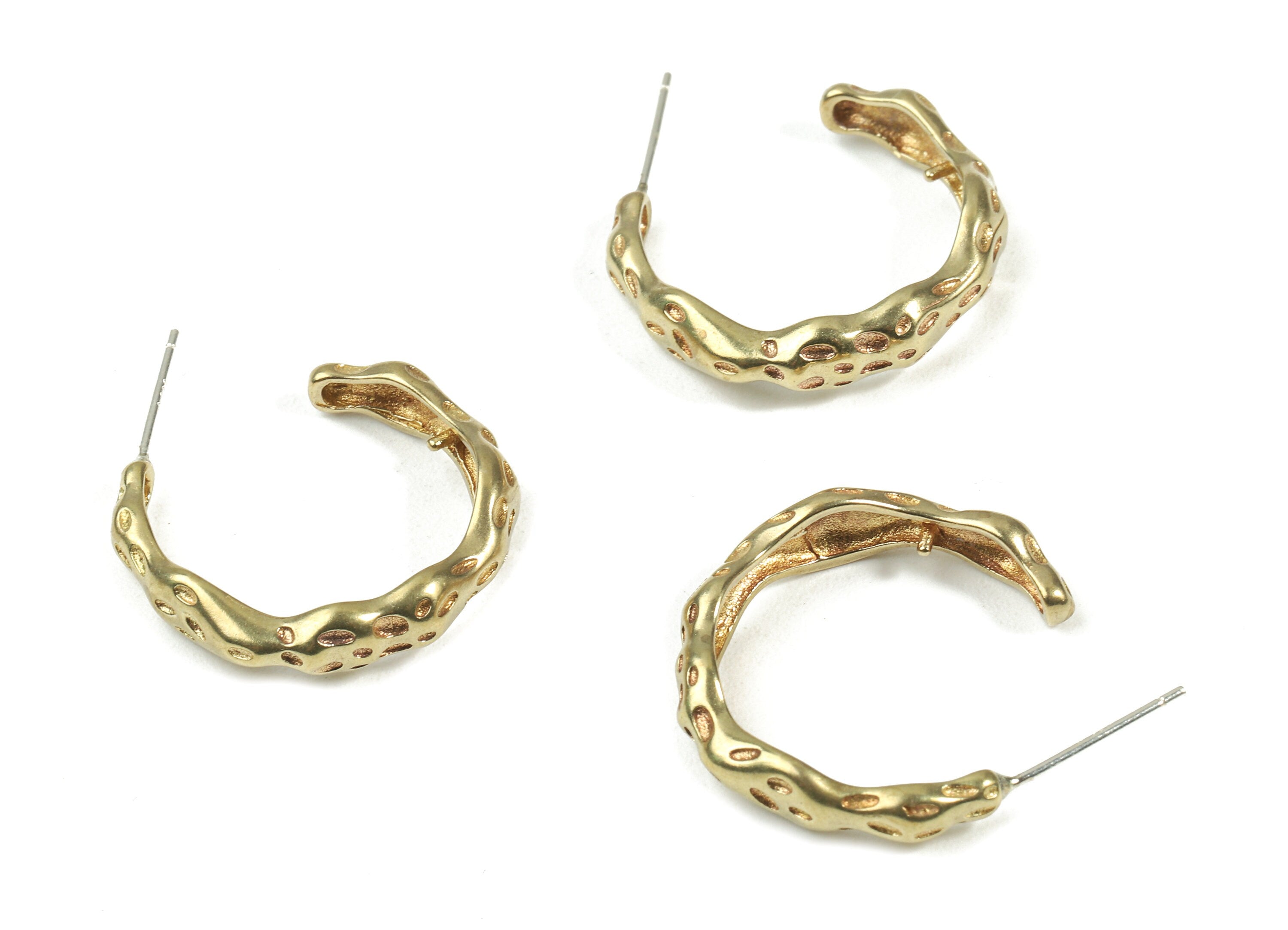 Brass C Earring Post - Raw Brass C Earring Stud for pearl - Earring Findings - Jewelry Supplies - 23.09x5.x2.35mm - PP3013 - DOMEDBAZAAR