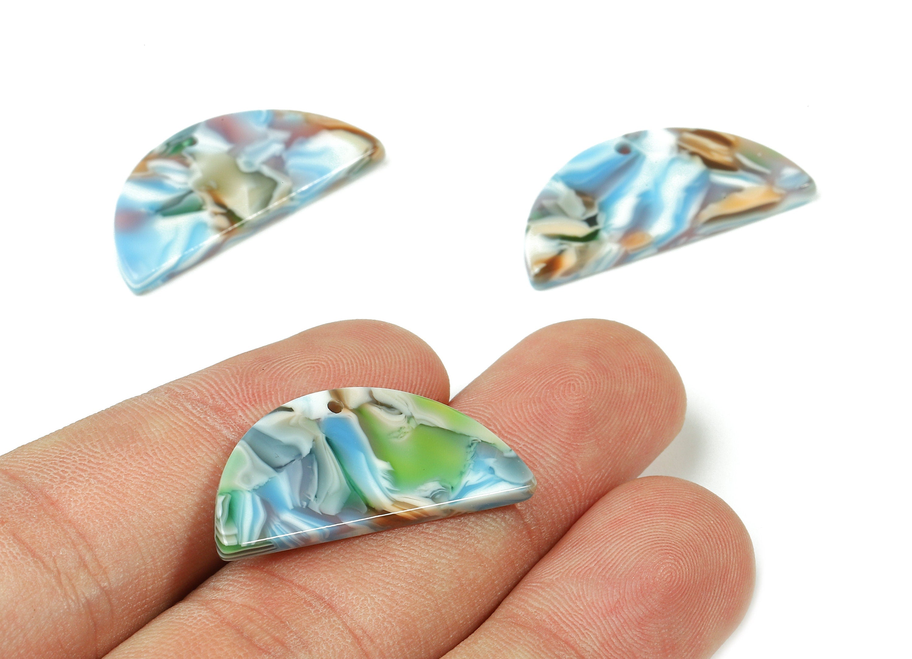 Acetate Semicircle Charms - Acetate Half Moon Charms - Semicircle Earrings and Pendan - Color Code: A240 - 29.13x13.67x2.6mm - AC1499-A240 - DOMEDBAZAAR